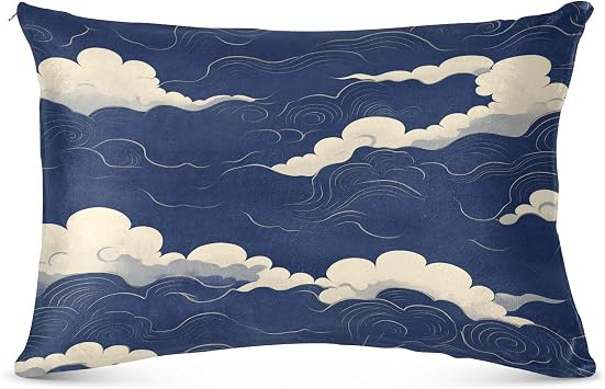 Cloudy Navy Pillowcase for Hair and Skin Body Plush Pillow Case Queen Size 20"X 30" Bedding Pillowcases with Zipper for Sleeping
