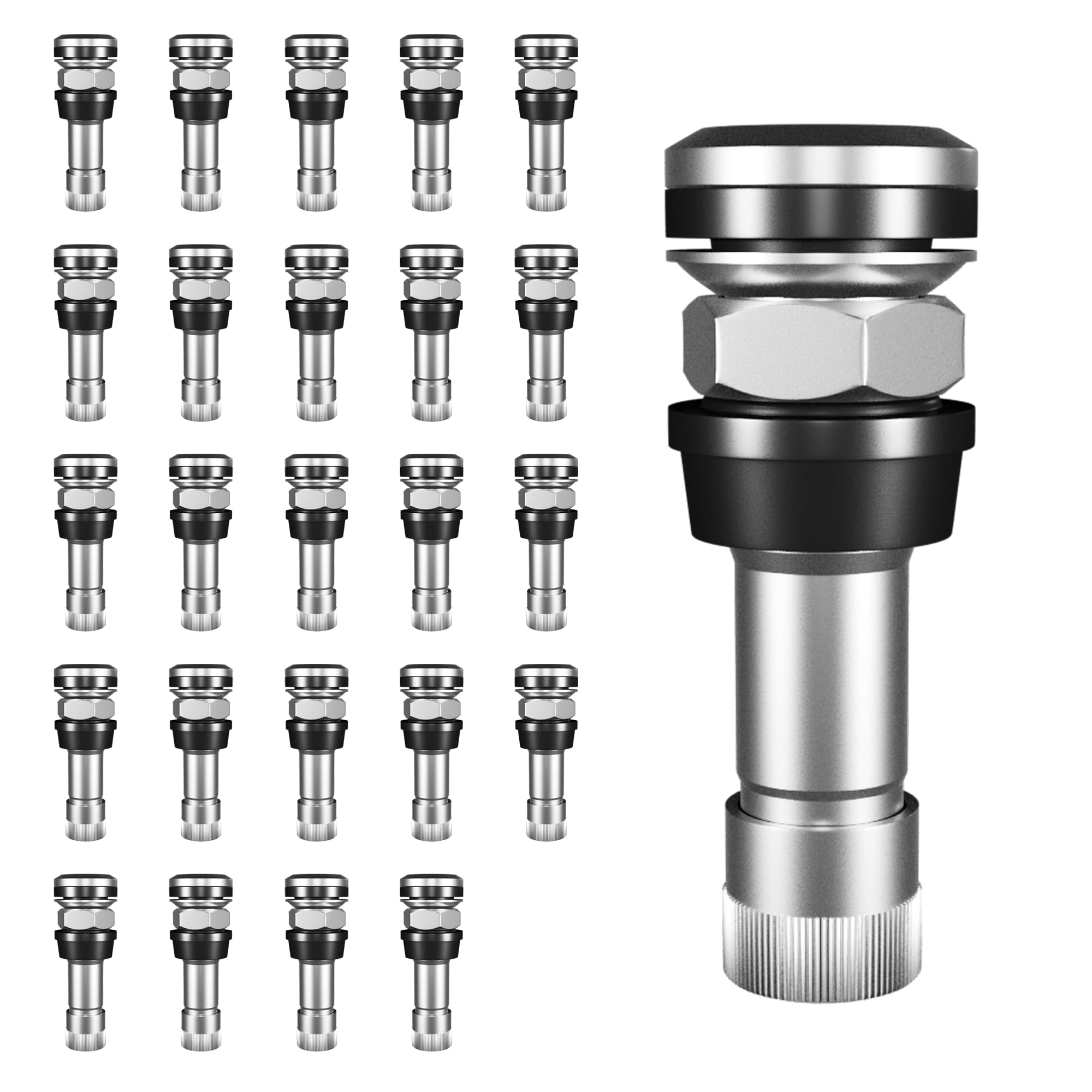CDWTPS TR416 Outer Mount Metal Valve Stem Fits 0.453 & 0.625 inch Rim Holes Long 1 1/2"(25PCS)
