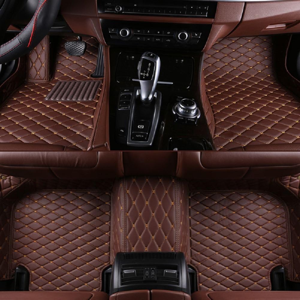 ALANO Car Floor Mat, Custom Fit Luxury Leather Waterproof 3D Full Coverage Nissan X-Trail Mats 2014-2017 Coffee