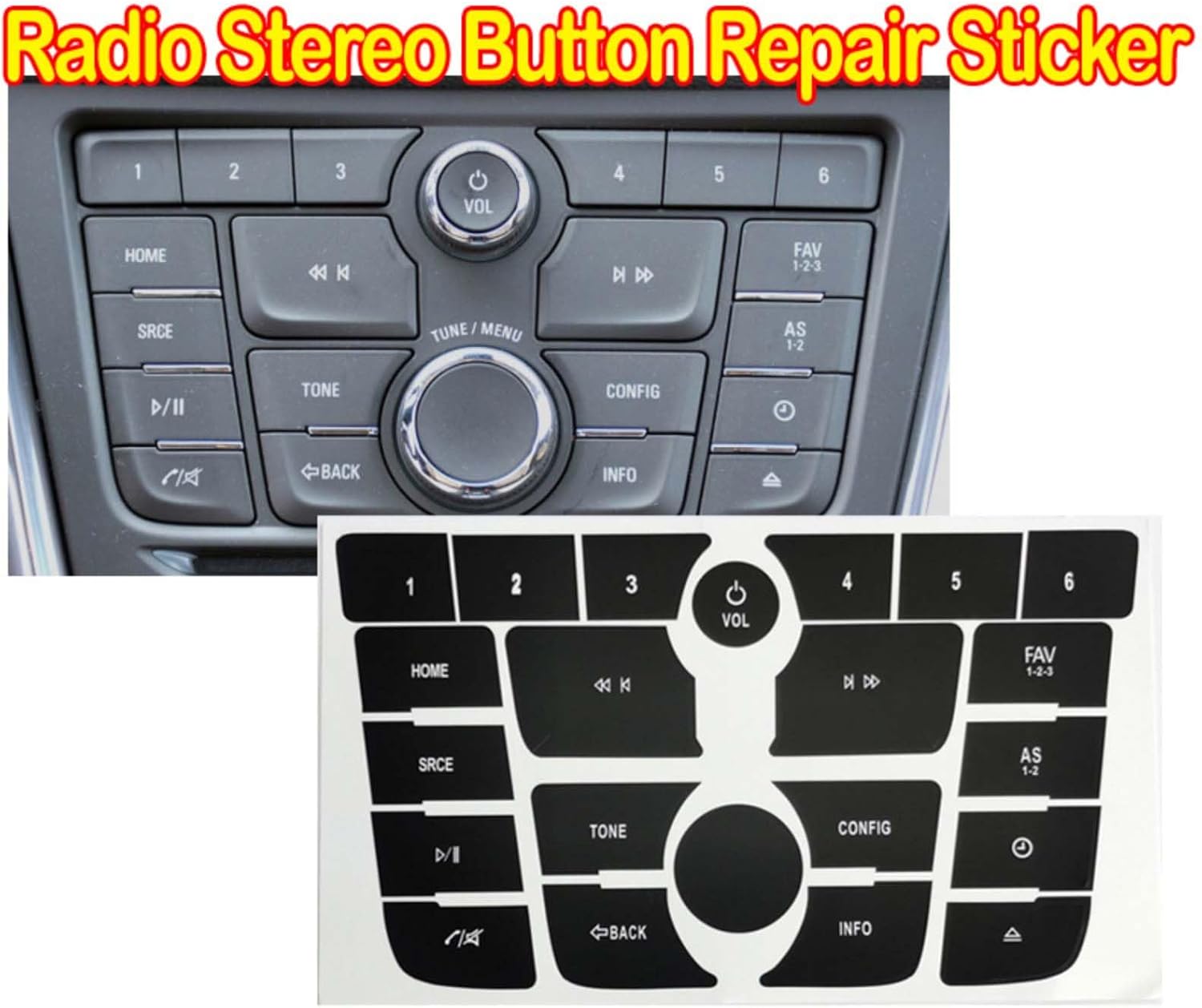 Control Dash Button Stickers for Buick Encore Verano, Replacement Radio AC Dash Button Repair Kit Decals Car Interior Refresh,No CD Button
