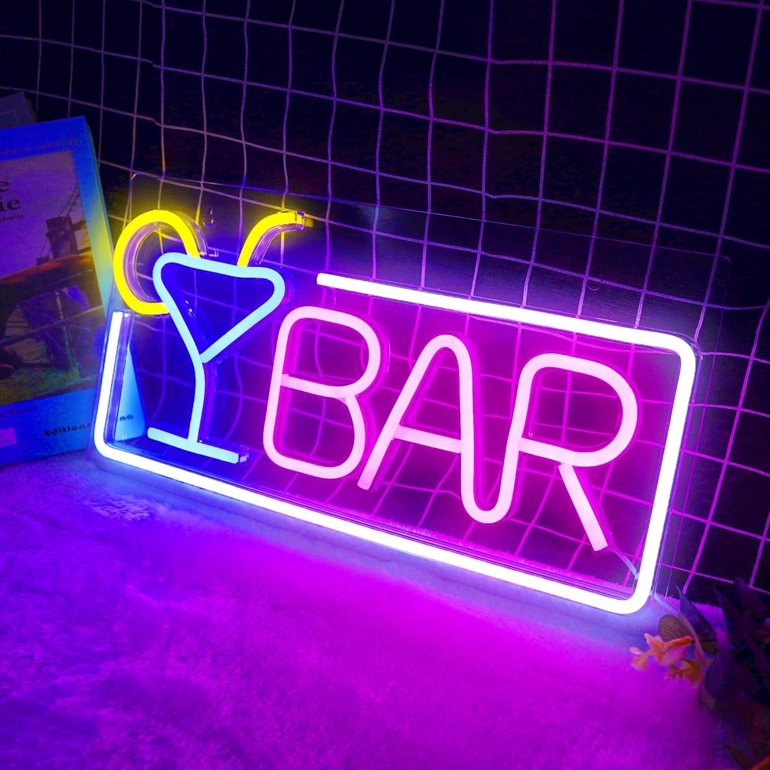 BringLuck2U Neon LED, Insegna luminosa Bar, USB Plug-and-Play, Scritte Neon per Bar, Feste, Neon Signs, Wall Decoration,
