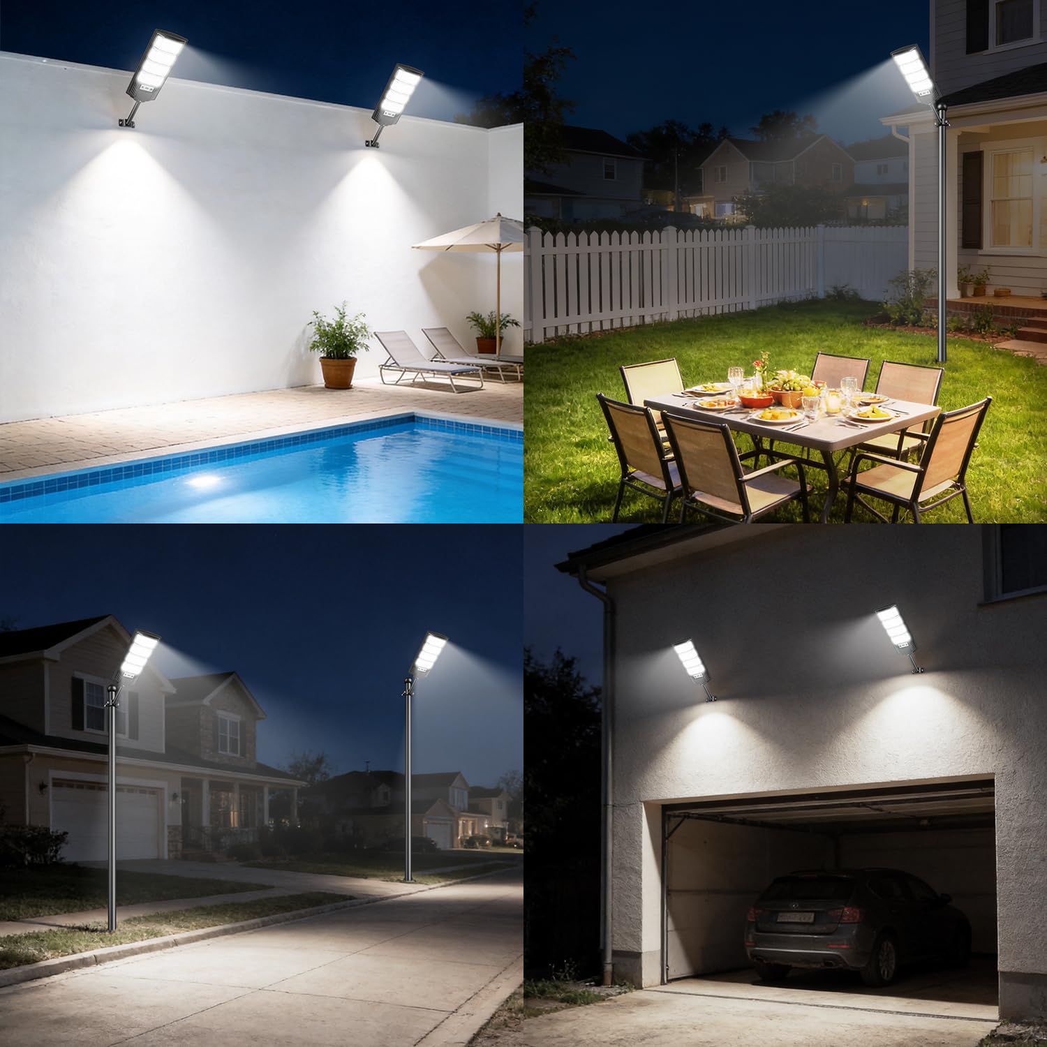 LEKIA Farolas Solares Exteriors, 600W Potente 192 LED Luz Solare Exterior con Sensor de Movimiento & Mando a Distancia, 6500K Focos Solares Exterior para Jardin, Garaje, Camino (2 Paquete)