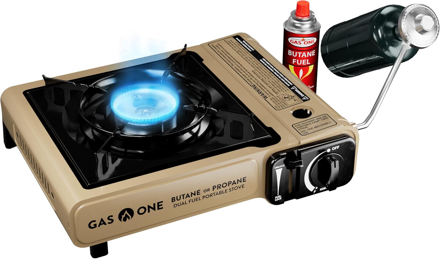 Gas One GS-3400P Propane or Butane Stove Dual Fuel Stove Portable Camping Stove - Patented - with Carrying Case Great for Emergency Preparedness Kit