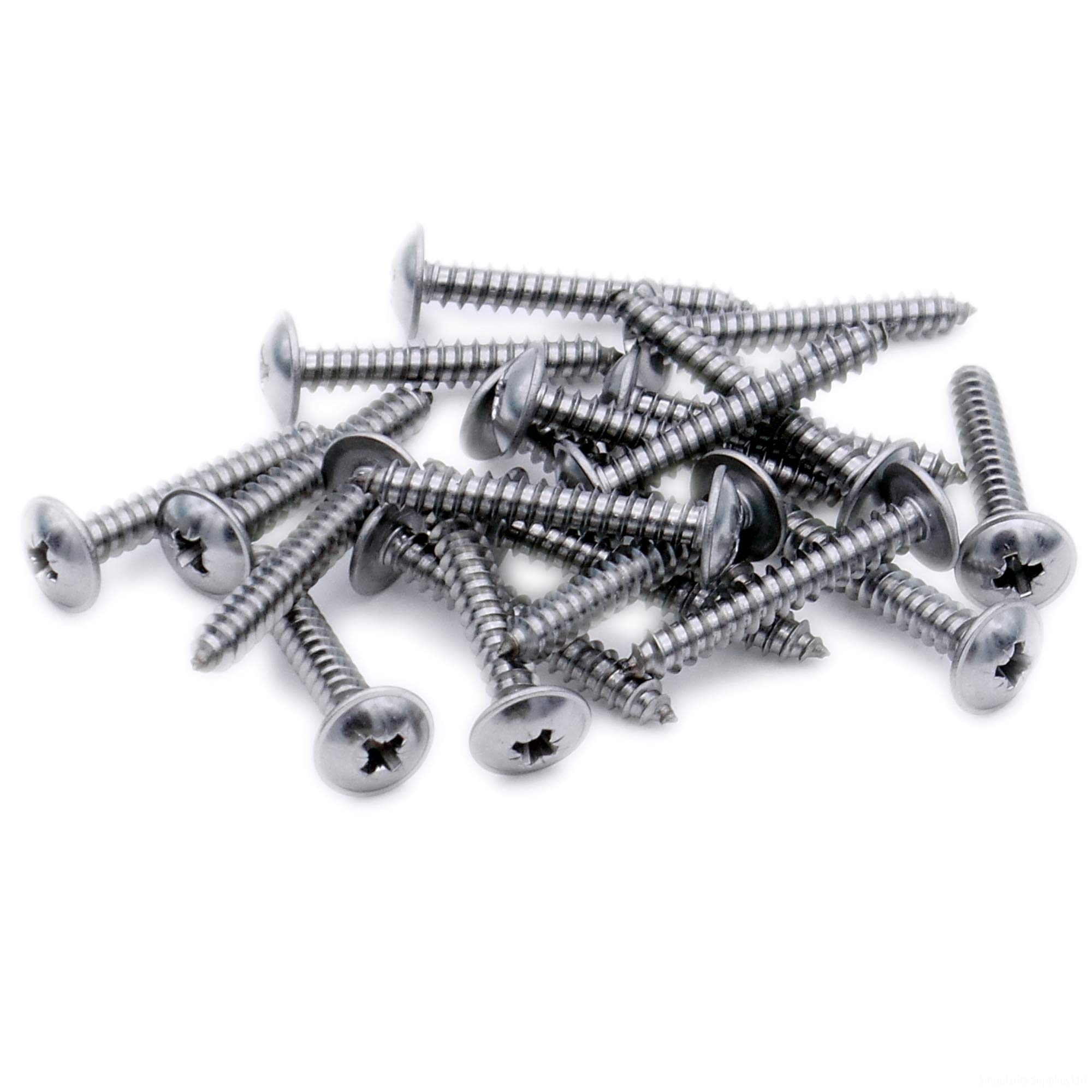 Singularity Supplies No.4 X 0.625 (2.9Mm X 16Mm) Pozi Flanged Self-Tapping Screw - Stainless Steel (A2) (Pack Of 20)
