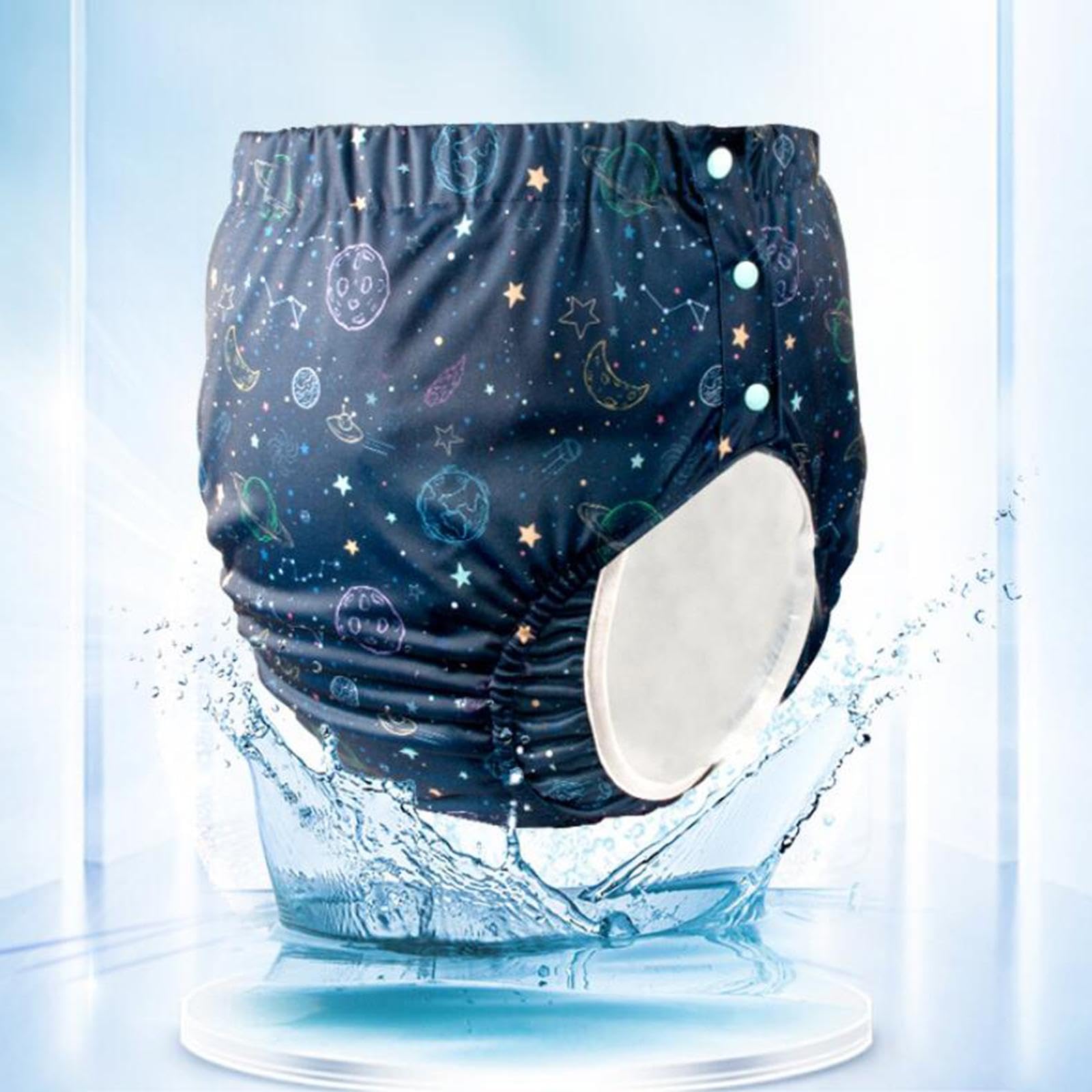 MagiDeal Couche-culotte en tissu lavable pour adulte, couvre-couche réglable avec boucle latérale pour personnes âgées, doublure en TPU Durable, imperméable et, Astronaute XL