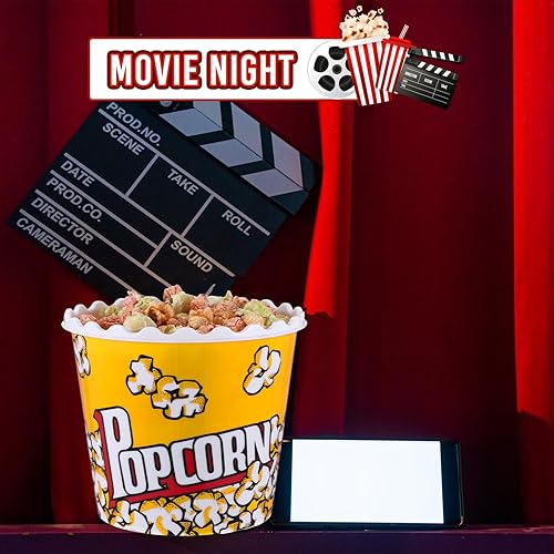 Miniatura 21 de Roshtia 6 Pieces Plastic Popcorn Containers Reusable Buckets 75 oz Popcorn Boxes Bowl with Scoop Retro Style Red Plastic Scoop Set for Movie Theater