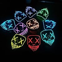 Vista 9 de Máscara LED aterradora de Halloween, máscara de purga iluminada para festival, fiesta de cosplay