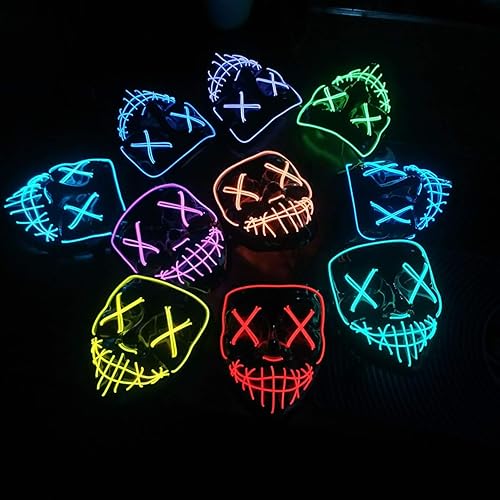 Miniatura 9 de Máscara LED aterradora de Halloween, máscara de purga iluminada para festival, fiesta de cosplay