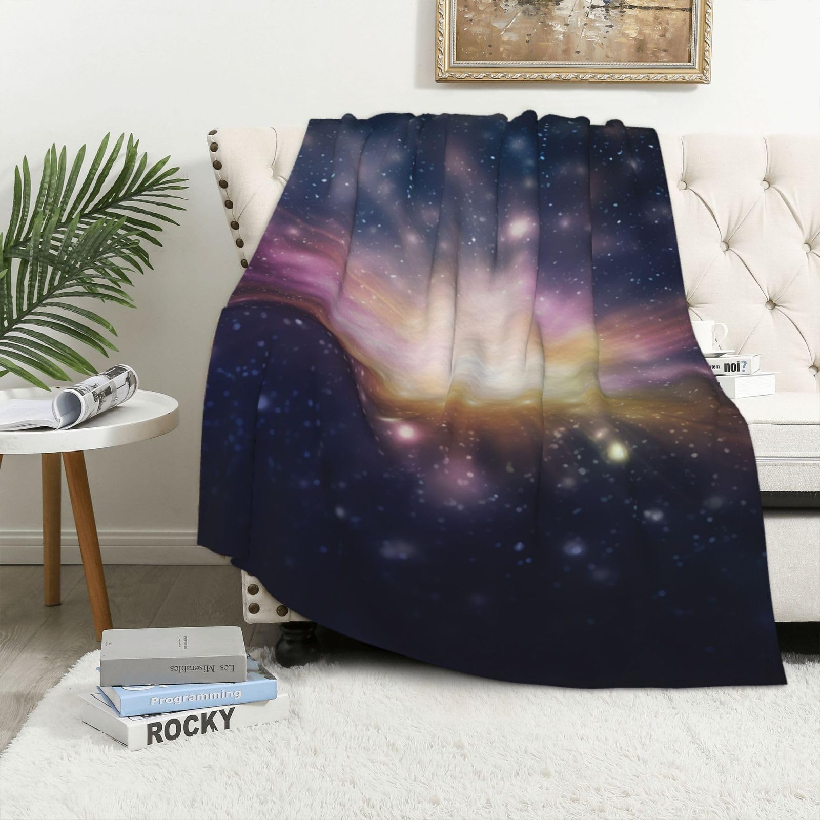 Couverture polaire en flanelle 101x152 cm pour lit ou canapé étoilé
