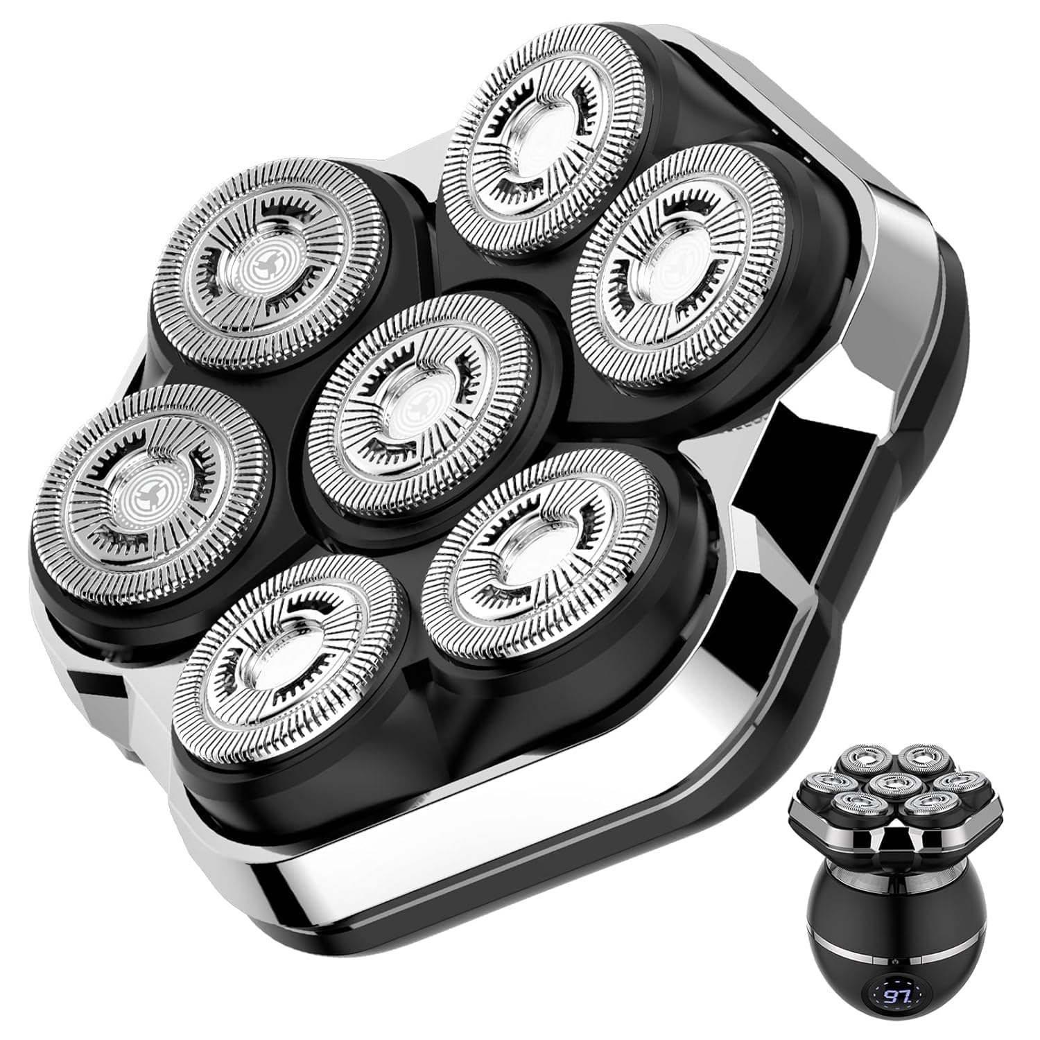 7D Magnetic Replacement Shaving Head, Wet & Dry Shaver Blade Heads Replacement for Head Shaver Compatible for 7D Head Shavers for Men