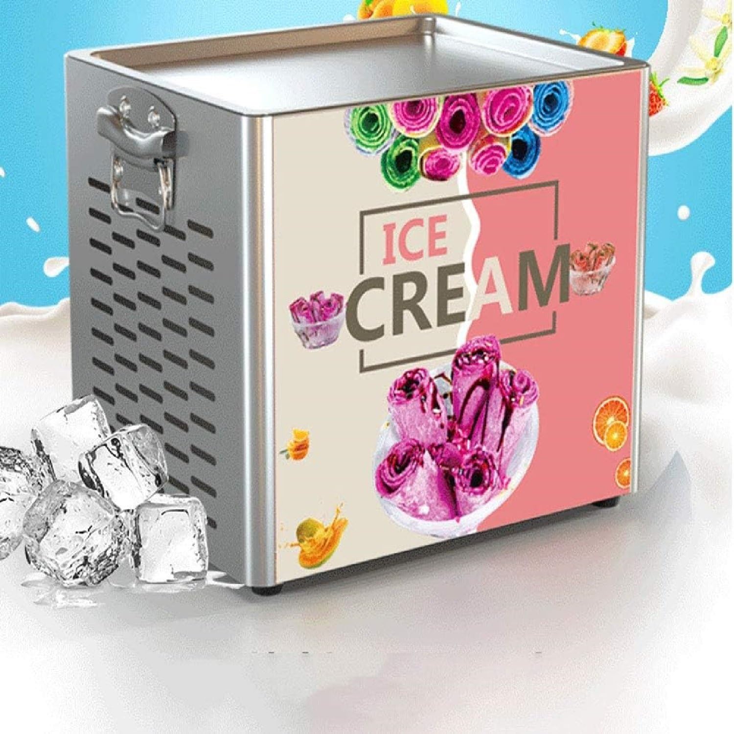 UofZc Multi-Function Rolled Ice Cream Maker, Fast Freezing Ice Cream Roll Machine, Makes Yogurt, Sorbet, Smoothie, Perfect for Daily Homemade Desserts
