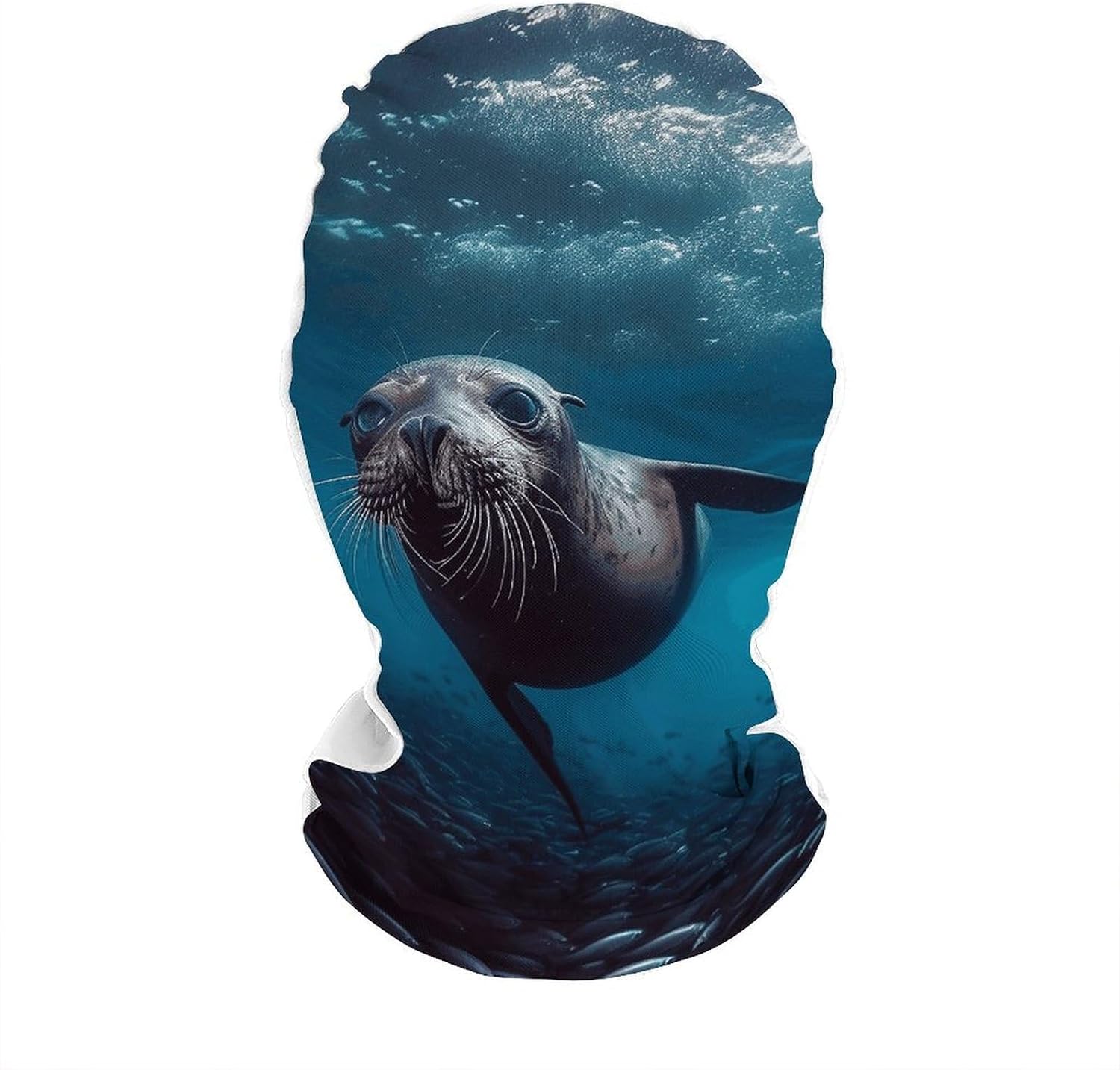 Underwater Sea Lion Face Shielding Protection for Women, Funny Cooling Mask for Men, Breathable Full Head Mask for Outdoor, Full Face Cover for Cycling, Windproof Hood Cover