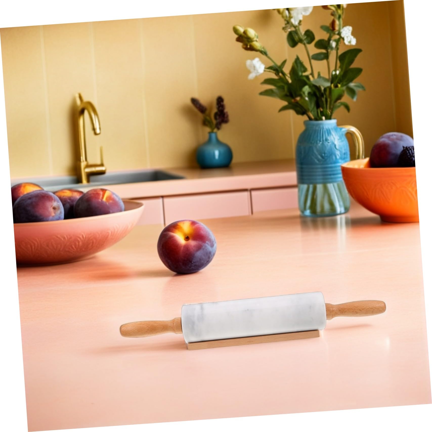 Ipetboom 3piezas Rodillo de Mármol de Alimenticio Antiadherente para Hornear para Fondant Pan Pizza Herramienta de Repostería para Uso Doméstico