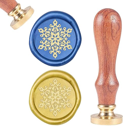 CRASPIRE Sello de cera de copo de nieve, sello de cera retro de Navidad, sellos de sellado de cera vintage, invierno, 0.984 in, cabeza de sello de