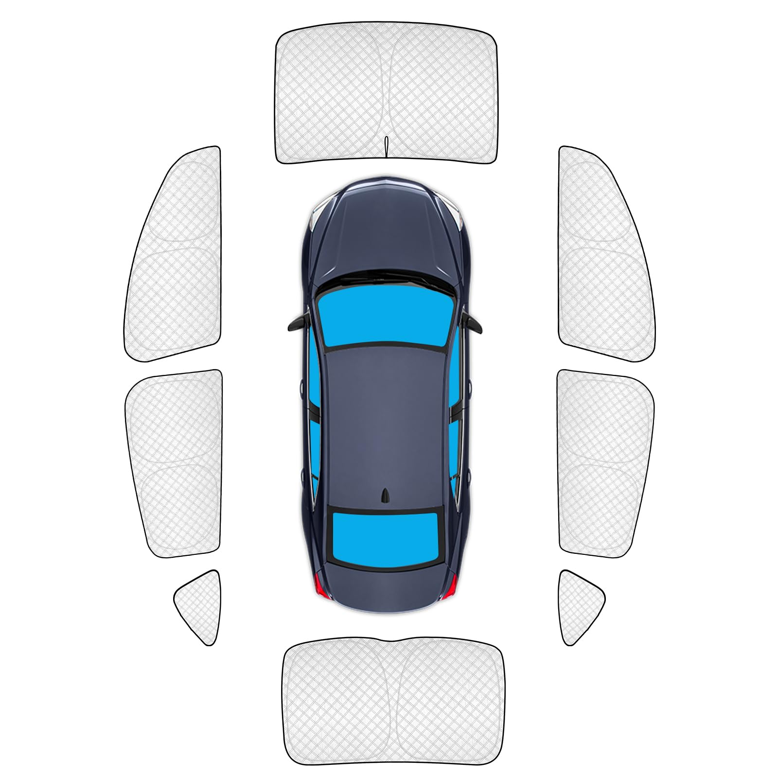 KMF 8pcs Thicken Sun Shades for Chevy Malibu 2016-2025 Accessories,Chevrolet Full Car Window Covers Sunshade for Windshield Side Rear, UV Block and Blackout Privacy for Car Camping Outdoor