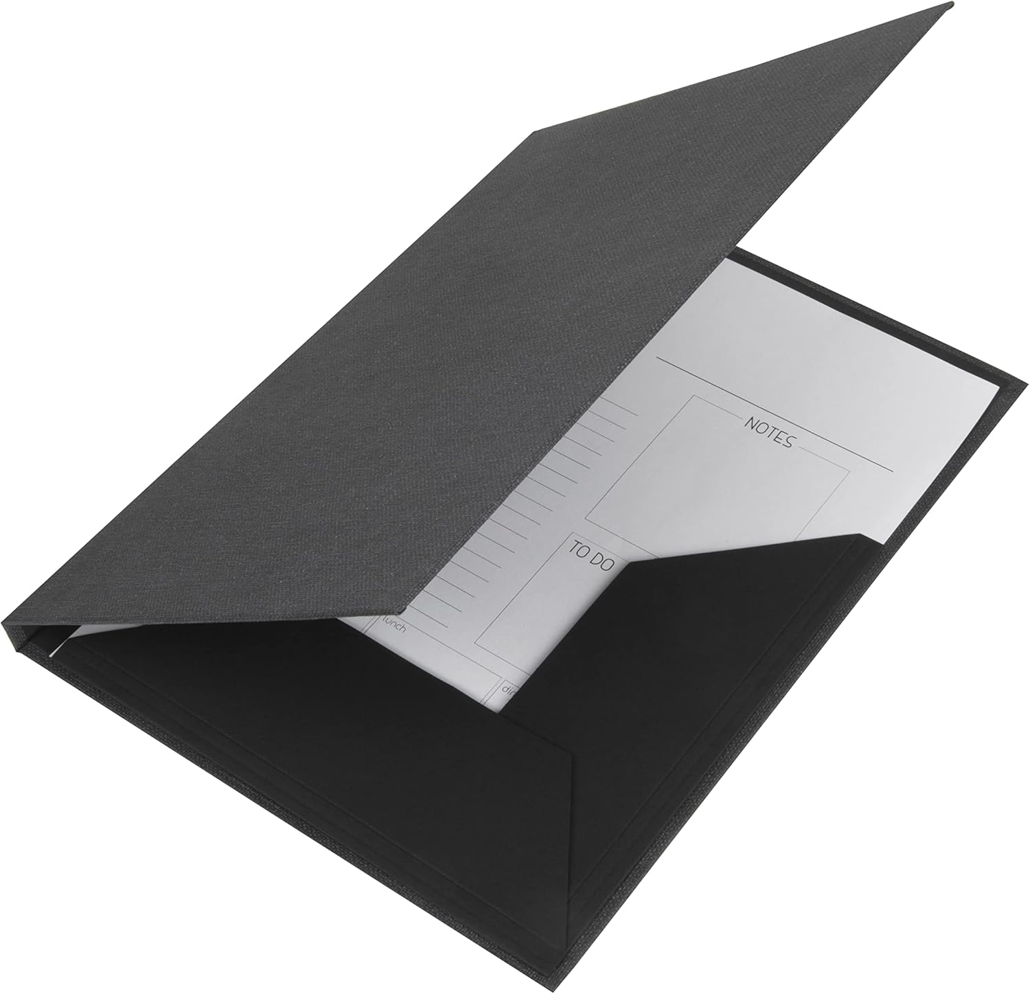 Bigso Box of Sweden A4 Portfolio Folder with Elastic Straps - Document Organiser in Fibreboard and Linen Effect Paper - A4 Folder for Documents, Files and Loose Papers etc. - Black