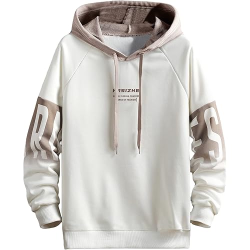 SOLY HUX Men's Casual Colorblock Pullover Fashion Loose Fit Long Sleeve Graphic Trendy Drawstring Hoodie Sweatshirt