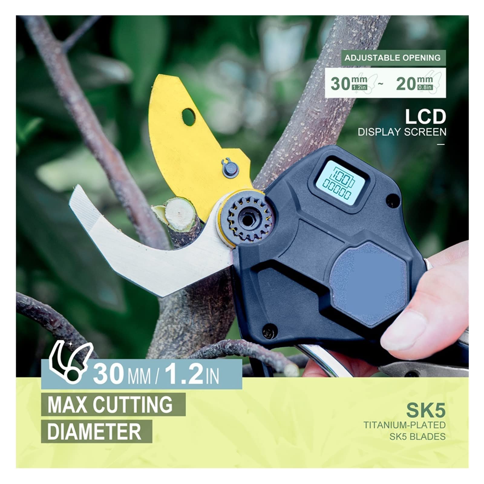 25mm 16.8V Lithium-ION sans Fil électrique sécateur Efficace sécateur Arbre fruitier bonsaï Coupe de Branche(Shears(Case))