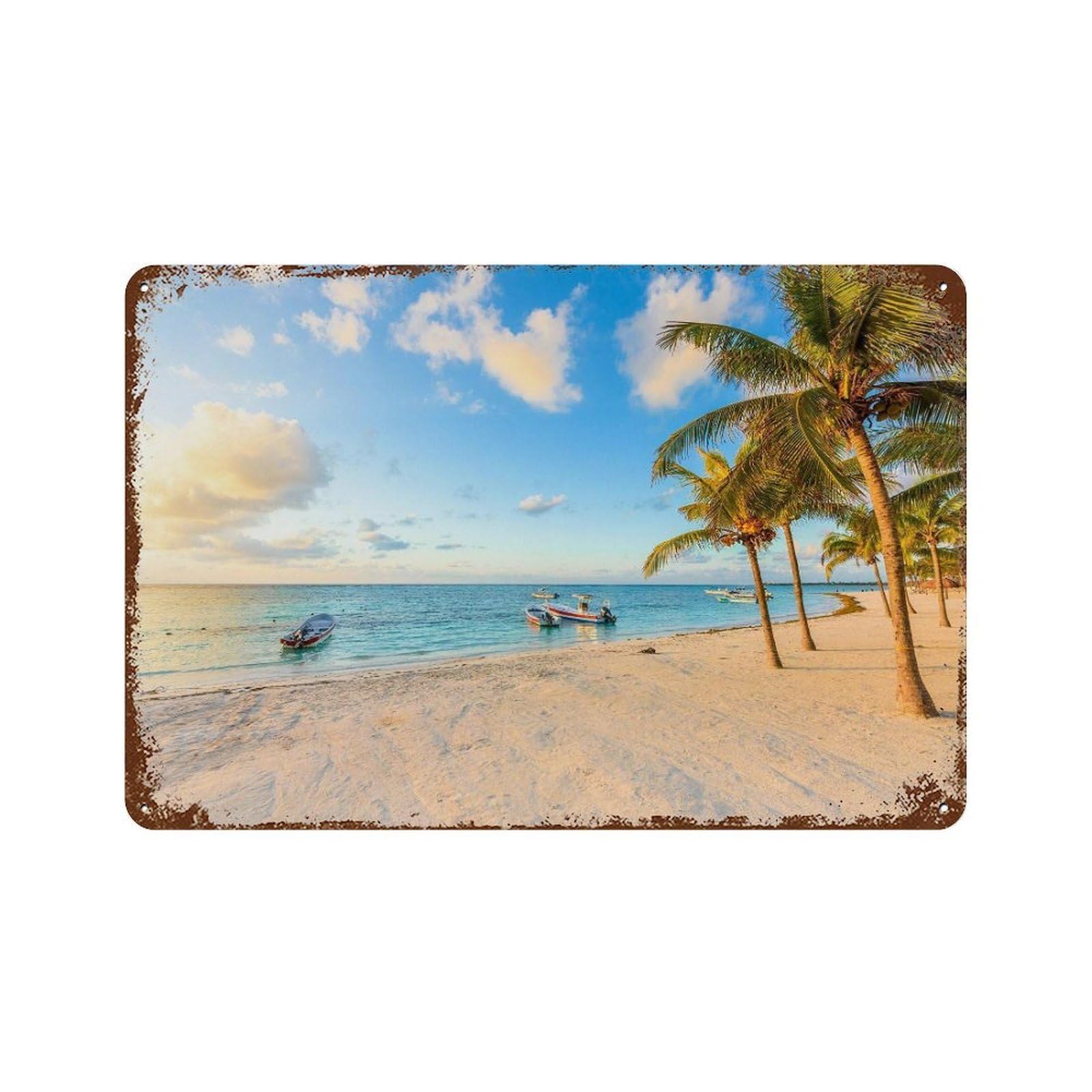 xiaoxiaoshen Real Photo Riviera Maya Decor Mexico Wall Decor Art Metal Tin Poster Modern Home Decor Art Home Bar Shop Decorations Vintage Sign 20x30cm