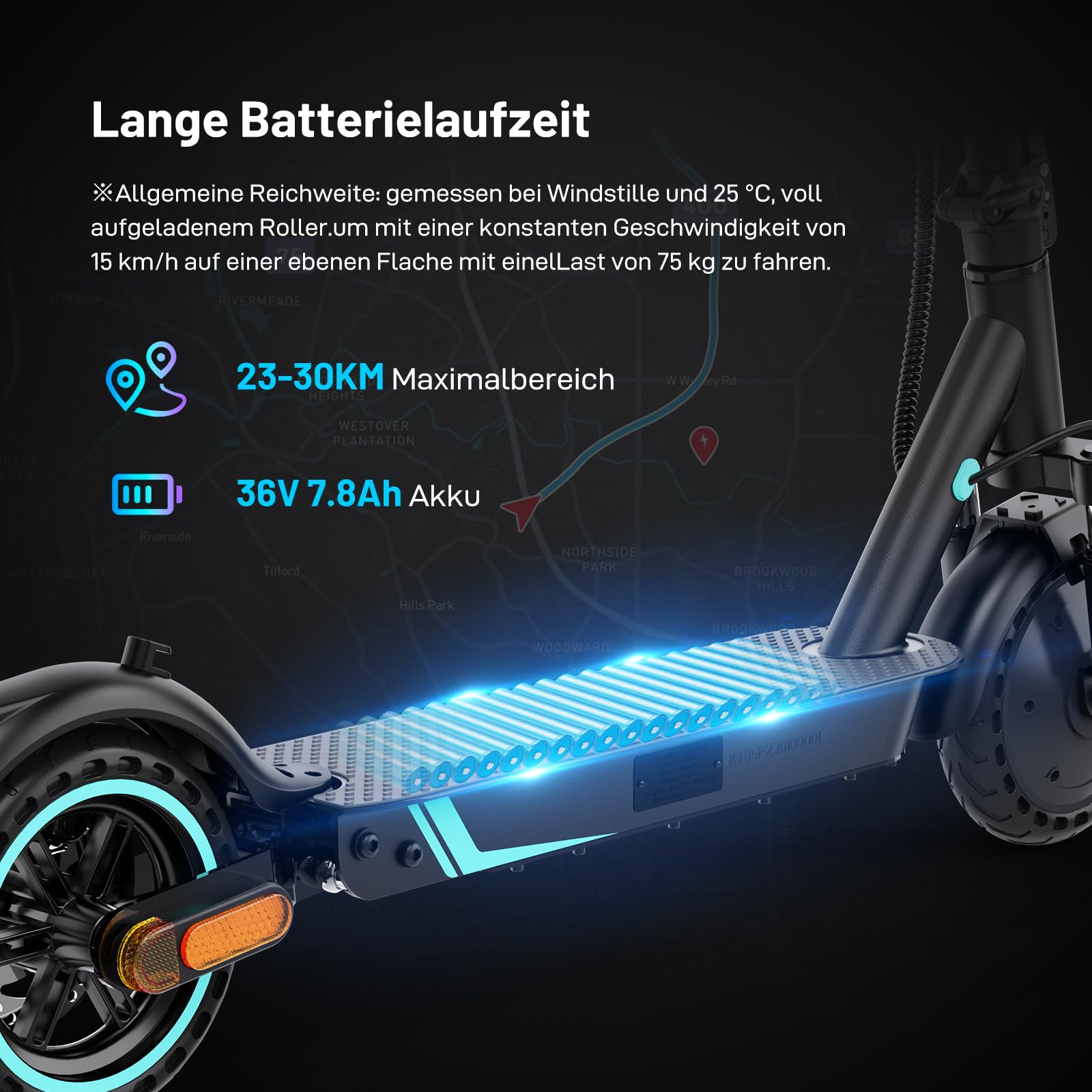 RCB E-Scooter mit Straßenzulassung (ABE), Elektroroller, 8,5-10 Zoll, 7,8Ah-11.4Ah Akku, 400W Motor, 23-40 km Reichweite, Faltbarer e Roller, APP-Steuerung, Doppelbremse, Doppelstoßdämpfer