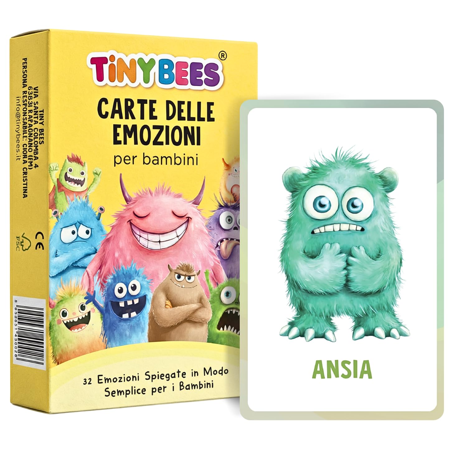Carte delle Emozioni per Bambini – 40 Carte (32 Emozioni + 8 Extra) con Mini Giochi e Distintivi – Mostriciattoli delle Emozioni – Gioco Educativo per Intelligenza Emotiva – Lingua Italiana – Regalo