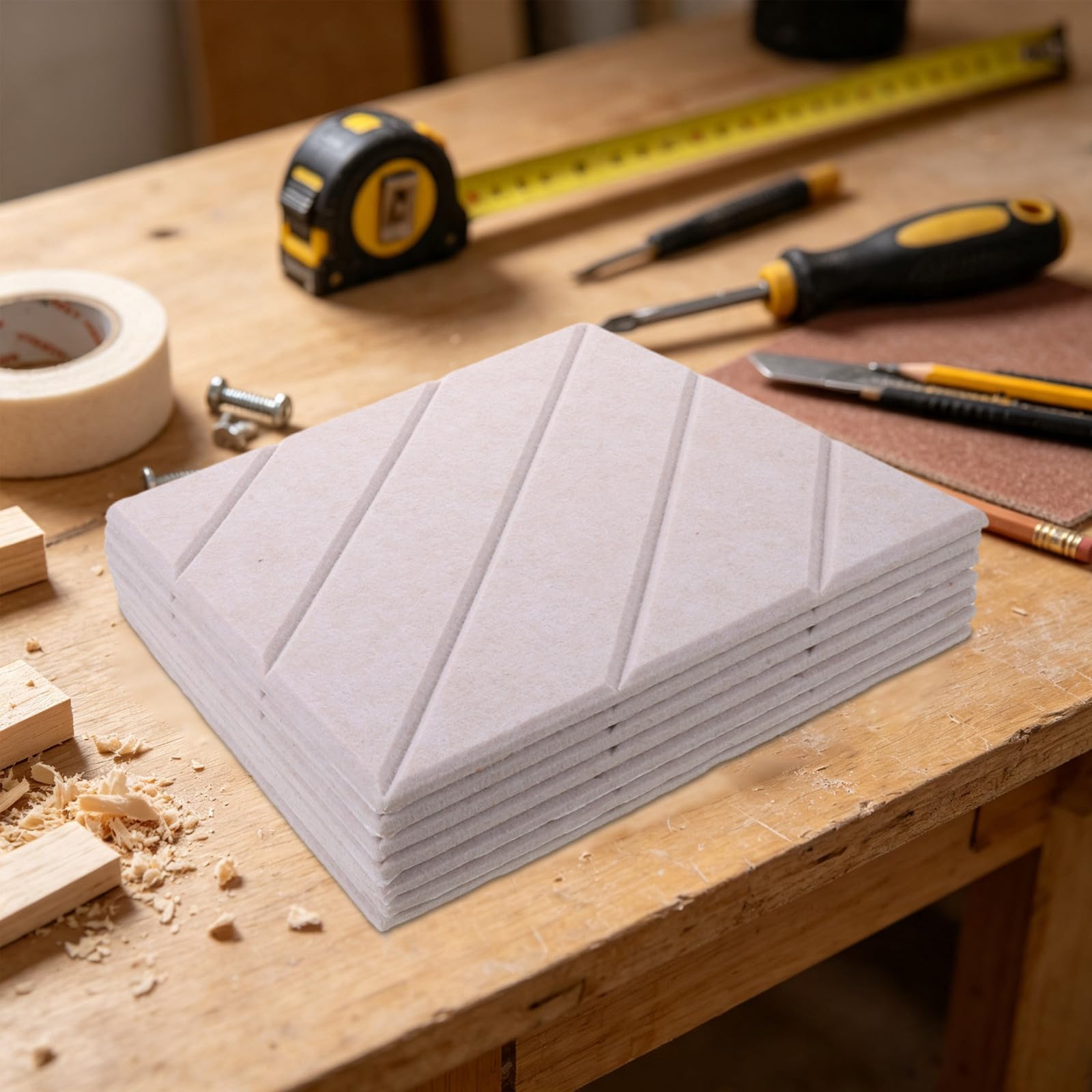 YARNOW 12 Pezzi Pannello Acustico Quadrato Autoadesivo 30cm Bianco per Sale