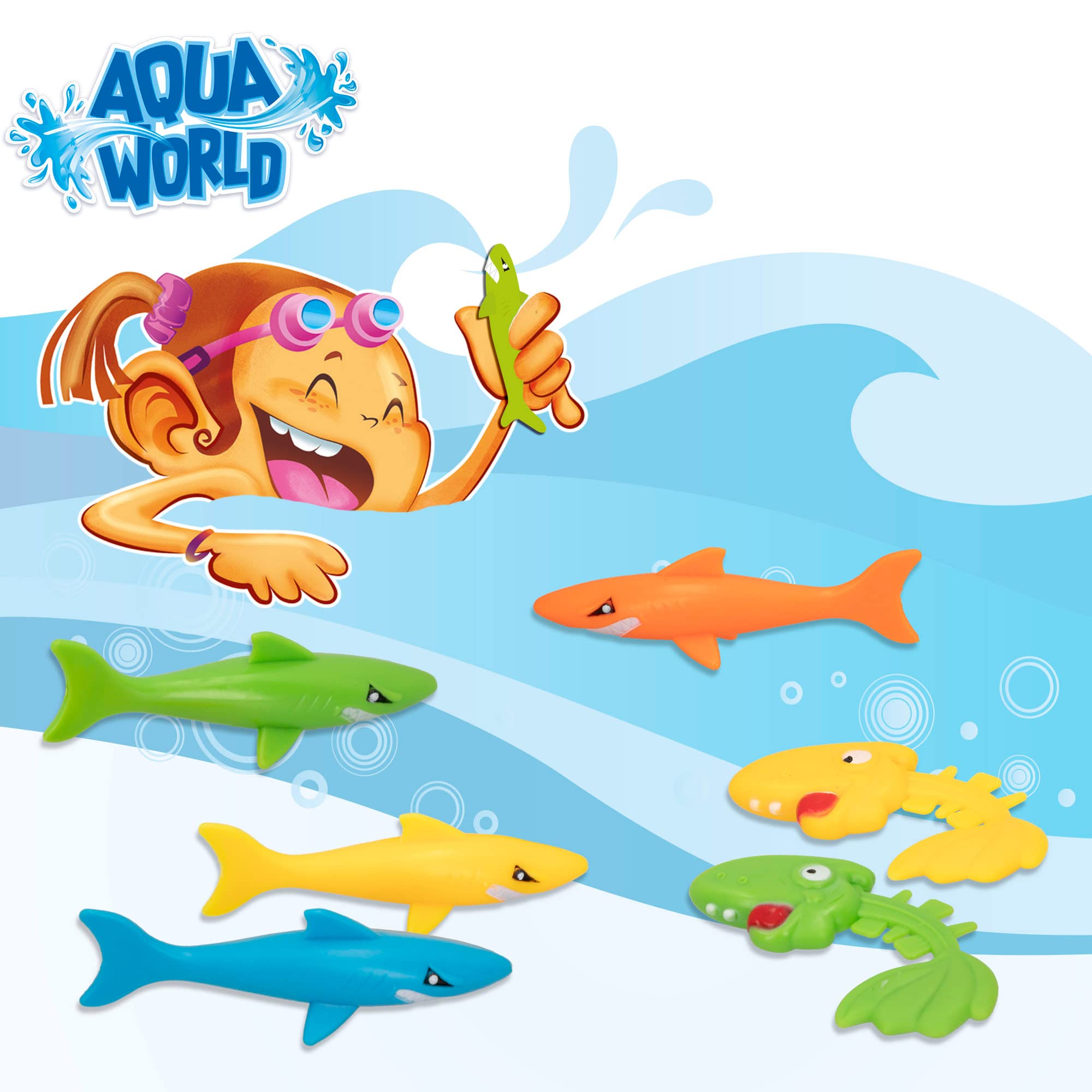 ColorBaby Aqua World 54301 Set De 3 Jeux Aquatiques De Plongée Avec