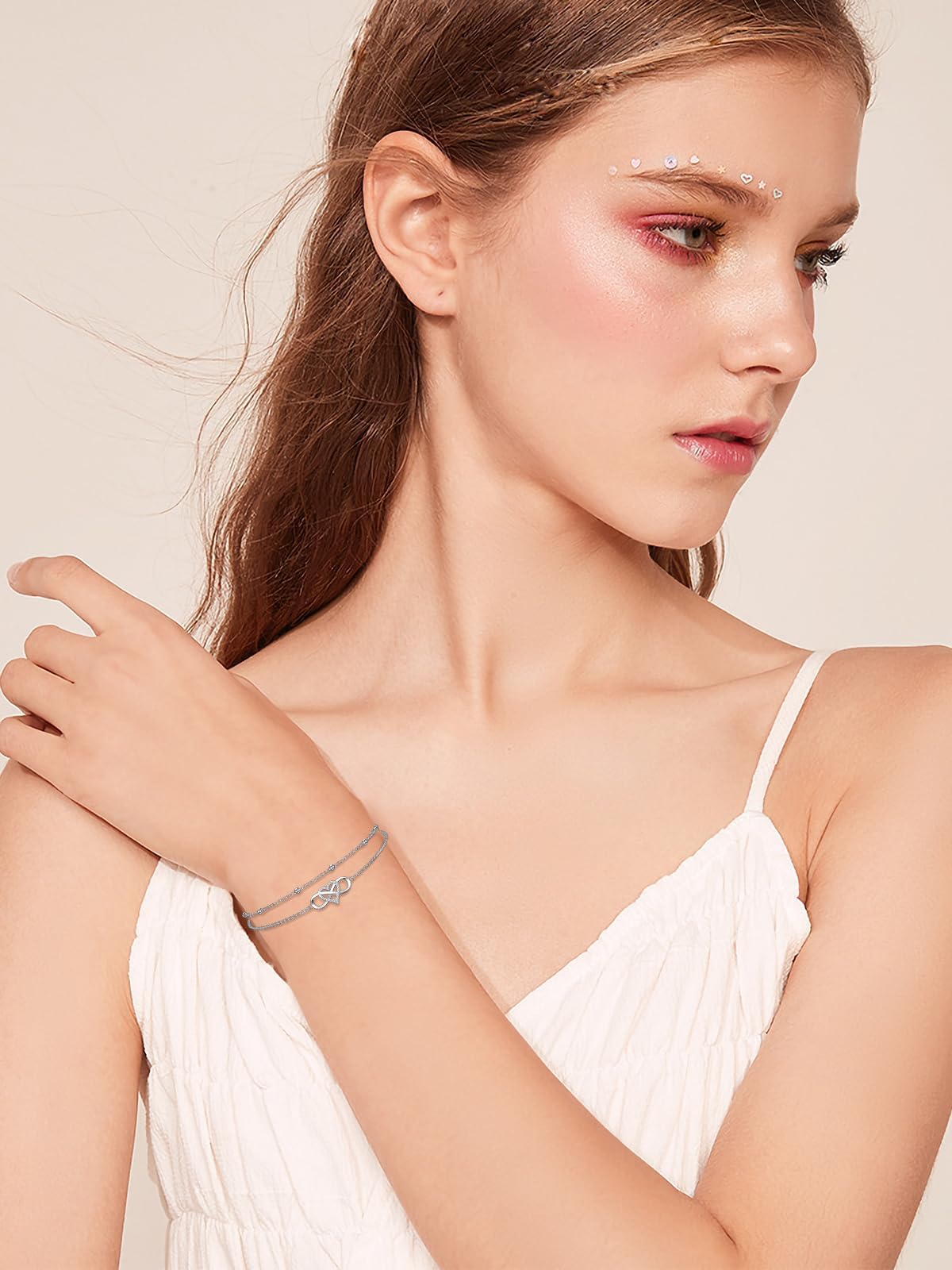 Dorunmo 925 Sterling Silber Unendliches Herz Armband Fußkettchen Ideal für Muttertag, Weihnachten und Geburtstage Perfektes Schmuckgeschenk für Ehefrauen, Freundinnen und Mütter