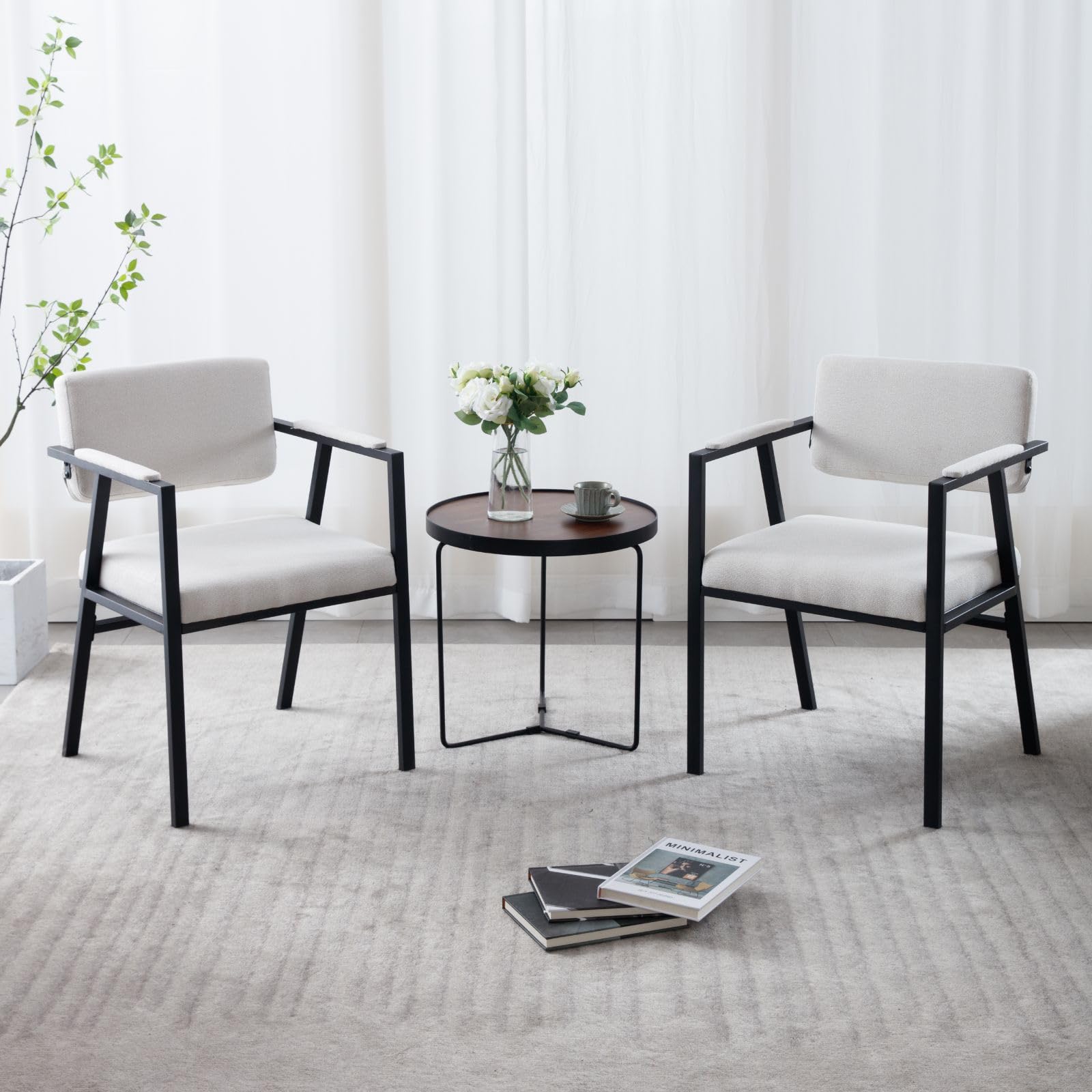 chairus Set di 2 Sedie da Cucina Moderne Sedie da Pranzo in Tessuto, Beige