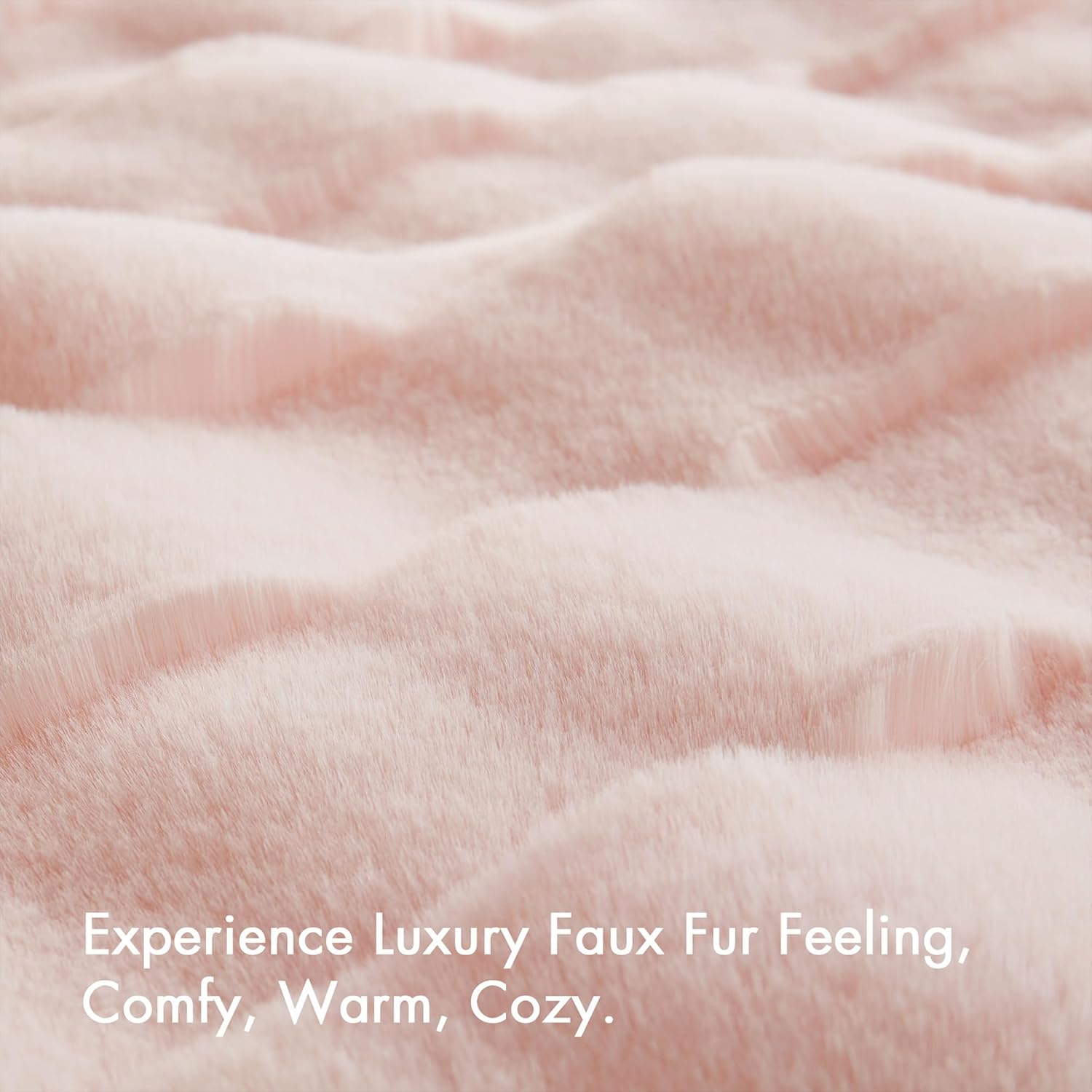 Madison Park Luxuriously Cozy Soft Long Faux Fur Basketweave Blanket, Reversible Soft & Snuggly Velvet Throw, Lightweight, Breathable, All Season, Trendy Room Décor, 50x60, Pink