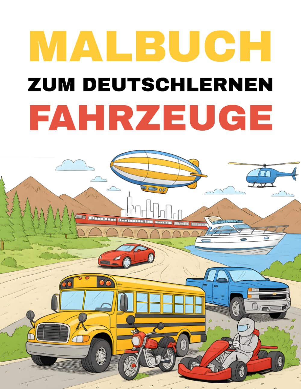 Malbuch zum Deutschlernen – Fahrzeuge: Male spannende Fahrzeuge und lerne ihre deutschen Namen spielerisch