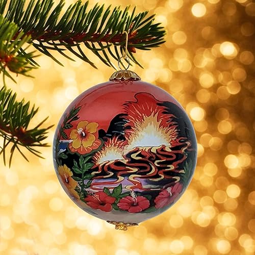 Miniatura 9 de Adorno de cristal hawaiano coleccionable pintado a mano con volcán y más con caja de regalo VSH