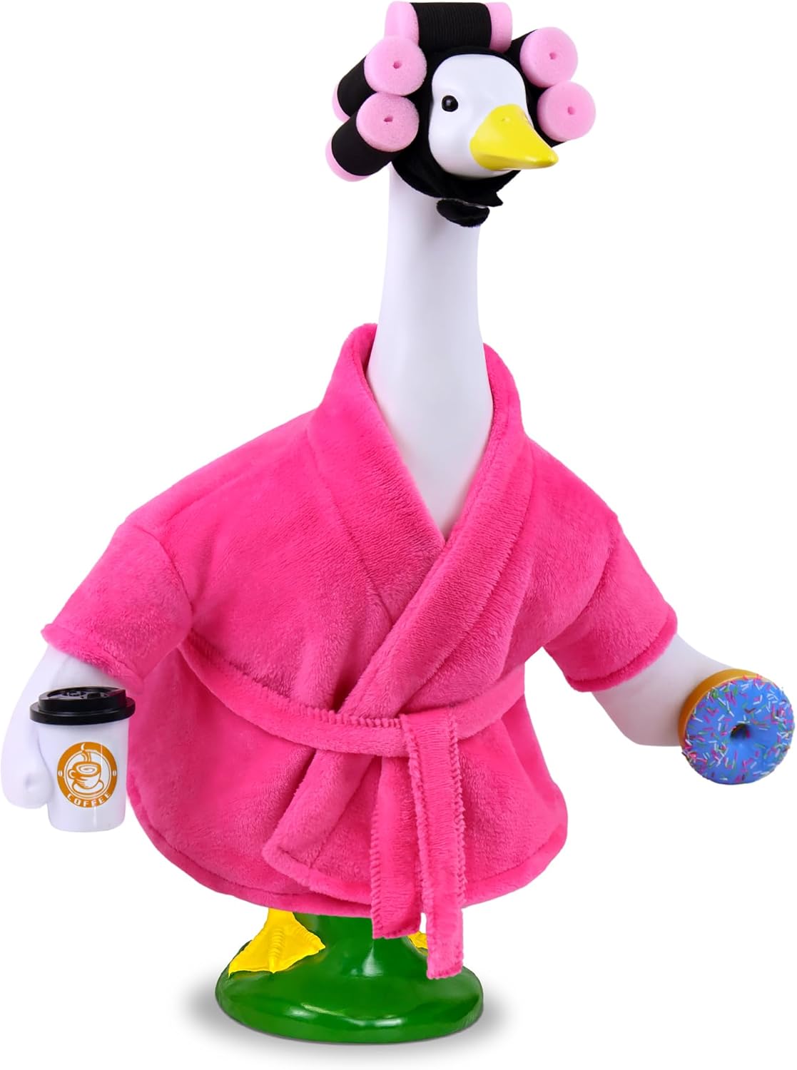 Lady Porch Goose Outfits, Spring Summer Goose Clothes Costume with Bathrobe for 17/23" Lawn Cement Geese for Garden