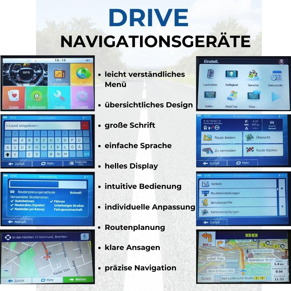 großes 9 Zoll LKW GPS Navigationsgerät Drive-9BT Bluetooth Touchscreen lebenslange Updates