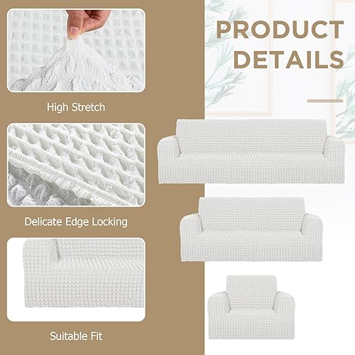 Vista 3 de Juego de 3 fundas de sofá para muebles de sala de estar, fundas elásticas y lavables para sofá de Navidad, sofá grande de gran tamaño, alta