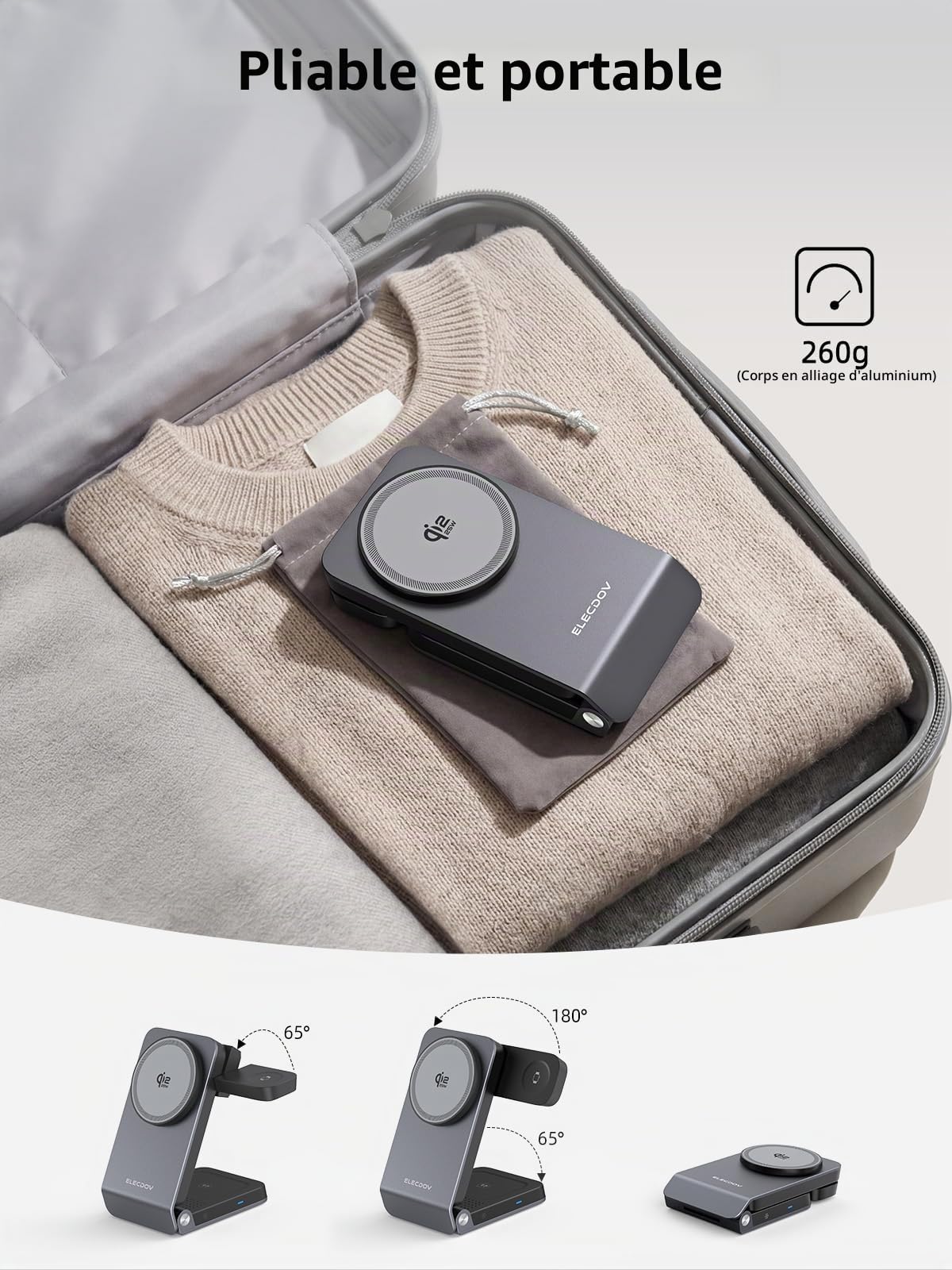 Station de Charge pour Samsung, Magnétique avec Refroidissement Actif | 3-en-1 Chargeur Sans Fil pour Galaxy S26 Ultra, Watch 8, Pliable Chargeur Induction pour Rapide avec Téléphones Android, Gris