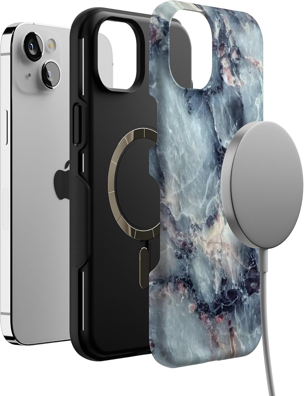 Casely iPhone 14 Plus Case | Deep Sea | Blue Marble | Bold Protective Design | Compatible with MagSafe