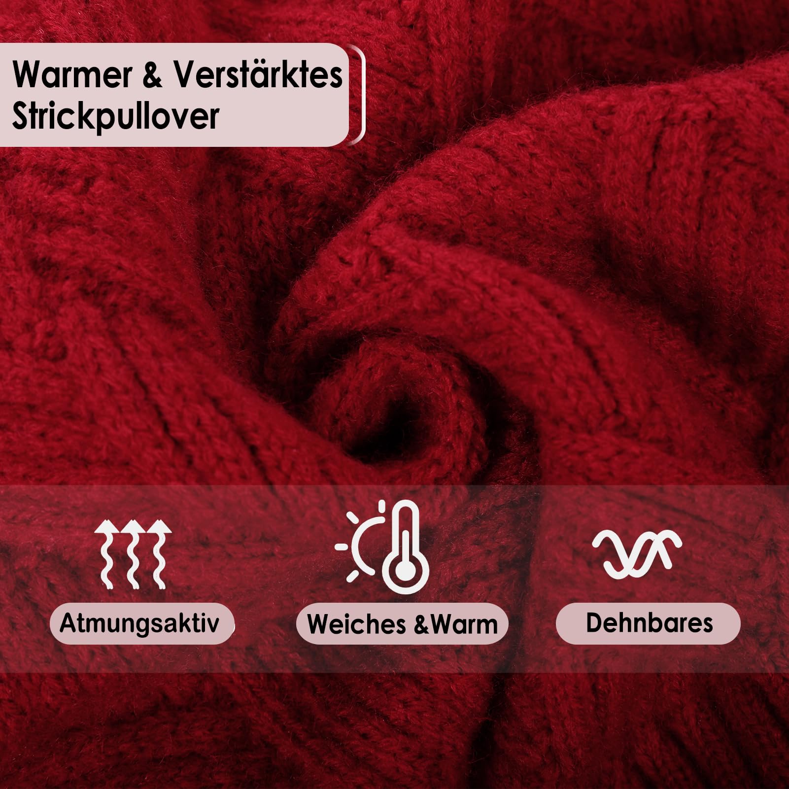 AOFITEE Hundepullover Mittelgroße Hunde, Warm Weihnachts Hundepullover Rollkragen Strick Rot Hunde Pullover Christmas Sweater, Winter Hundebekleidung Pullover für Französische Bulldogge, Malteser