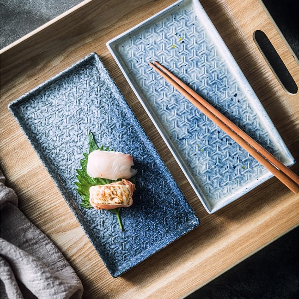 Plato rectangular para sushi comercial plano japonés decorativo (A)