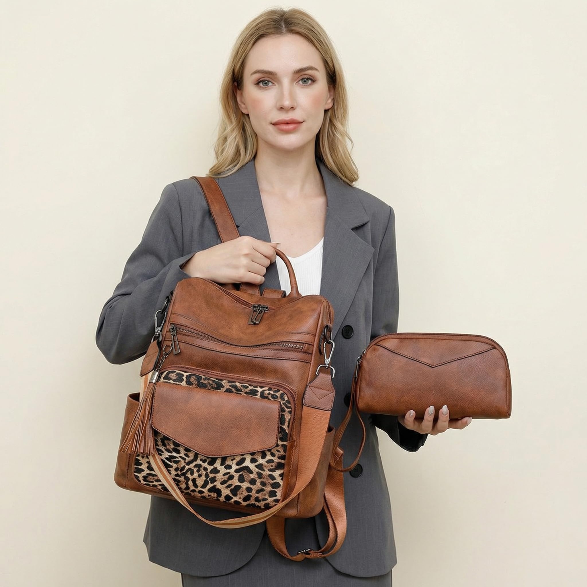Mochila para mujer, antirrobo, ligera, impermeable, de poliuretano, a la moda, multiusos, convertible, bolso de hombro, mochila