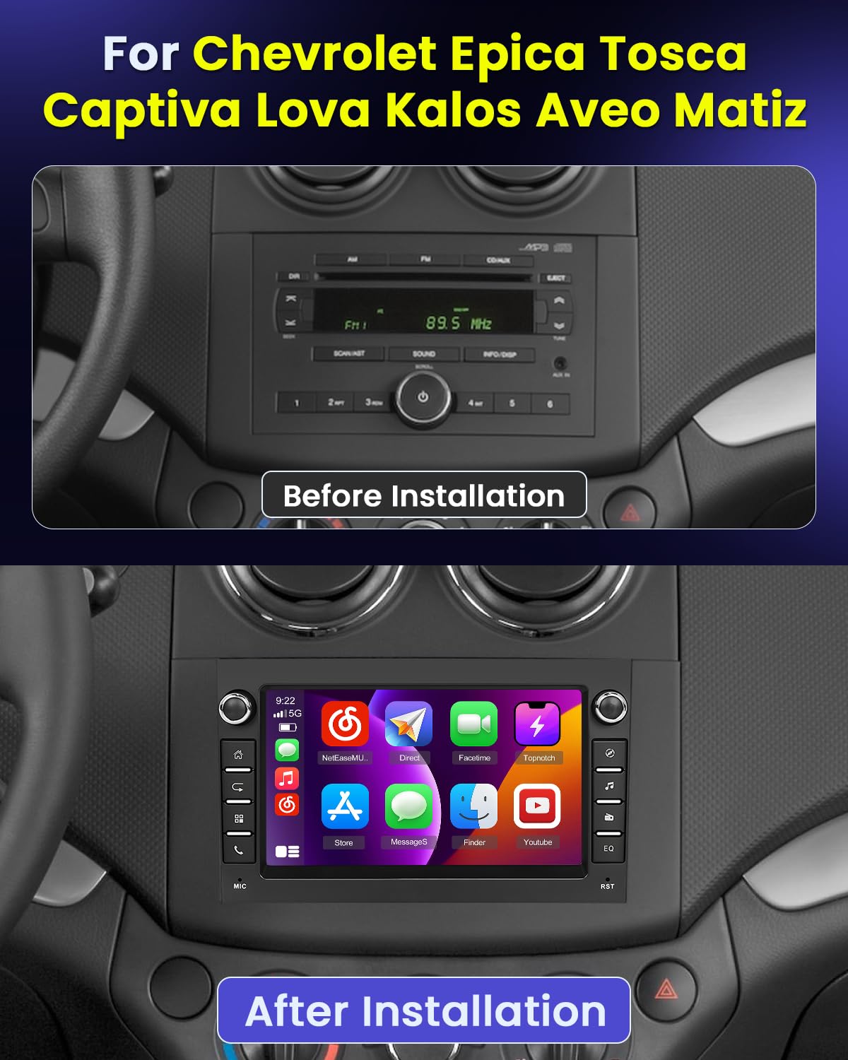 2G+64G Android 15 Radio Coche para Chevrolet Aveo 7" CarPlay BT