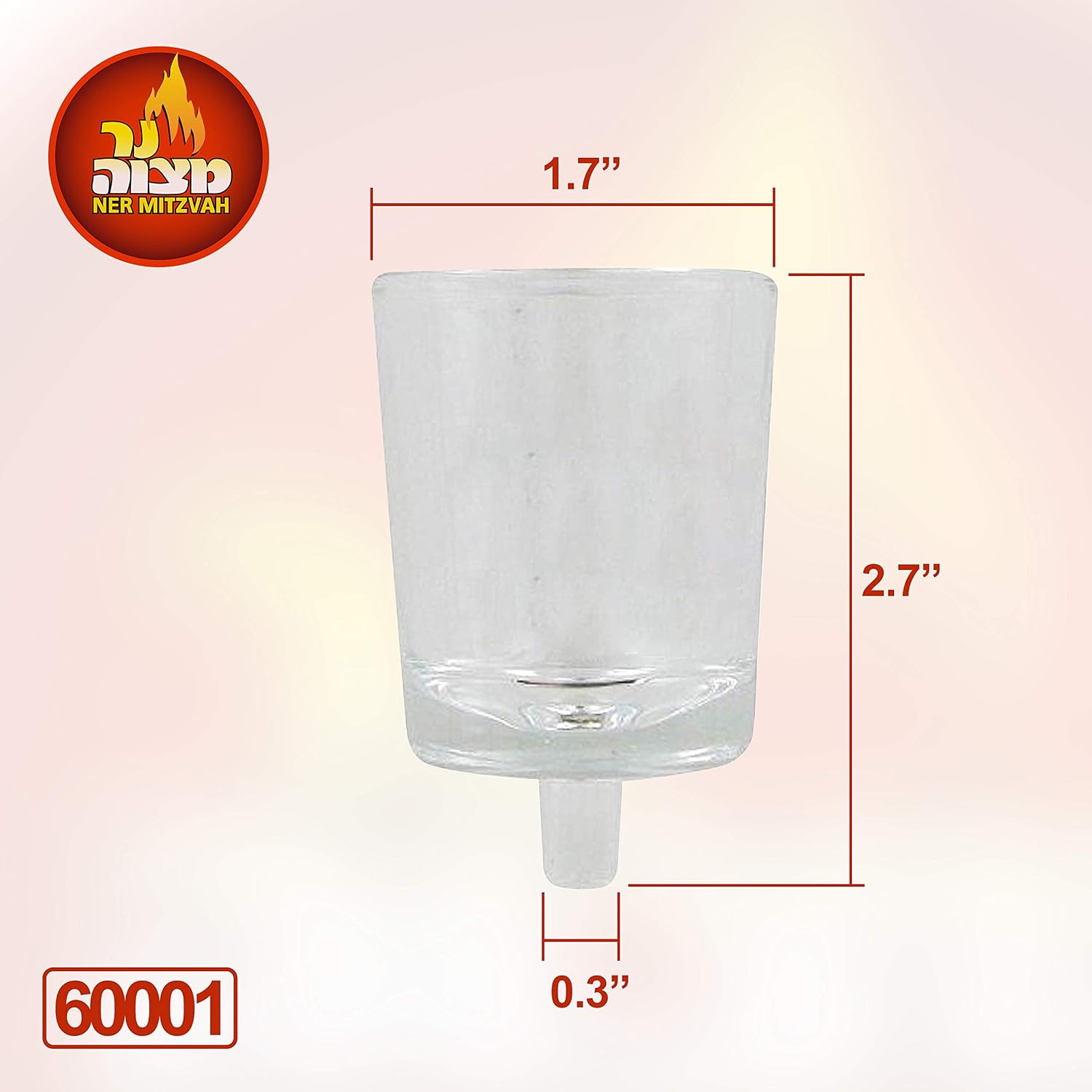 Ner Mitzvah Neironim Glass Shabbos Candle Holders - Premium Quality Clear Small Votive Cups, Standard Size for Neronim Shabbat Candles - Pack of 6
