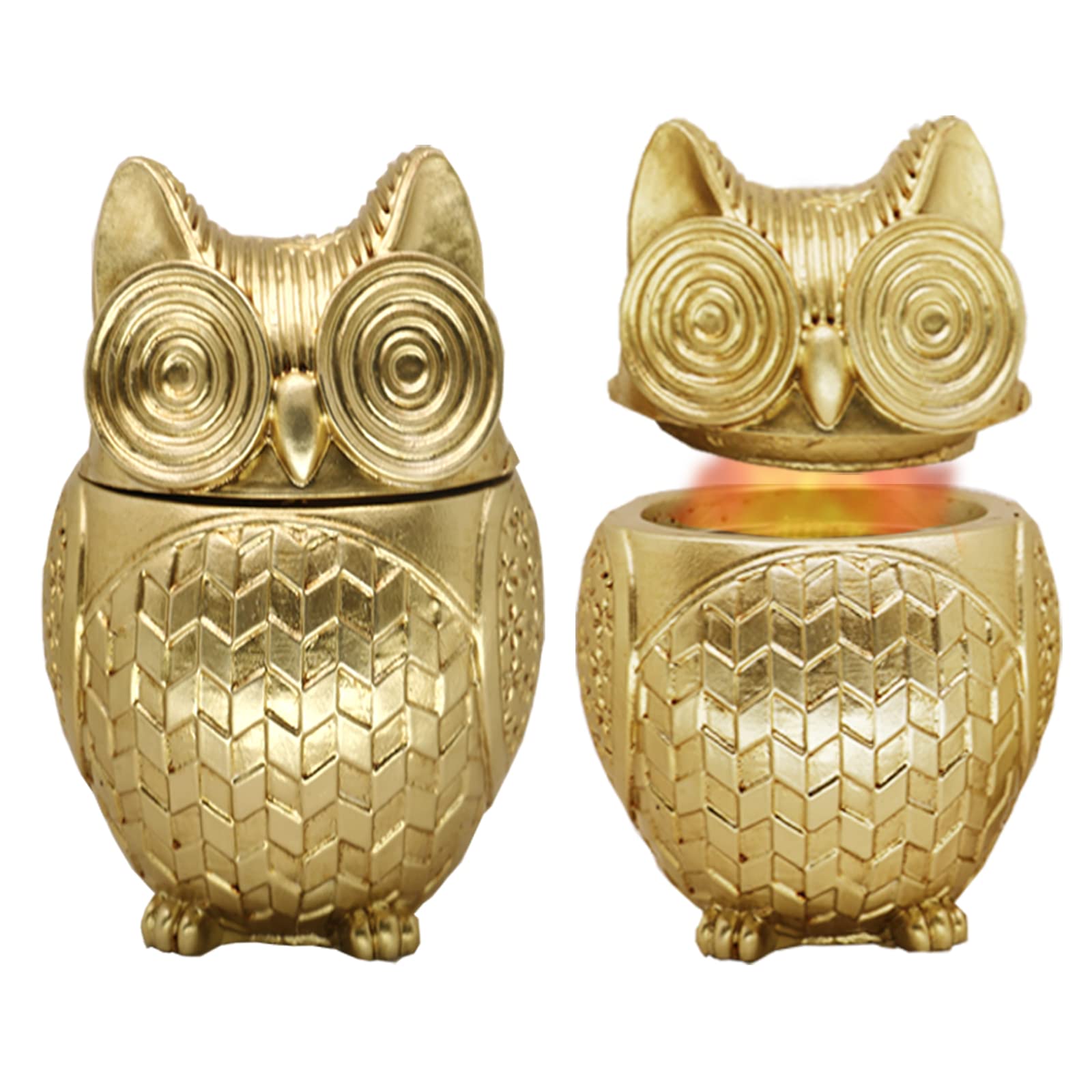 Tabletop Fire Pit, Tabletop Fireplace, Gold Owl Shape Table Top Fire Pit Bowl, Personal Fire Pit Indoor Fire Pit for Indoor and Outdoor Use.