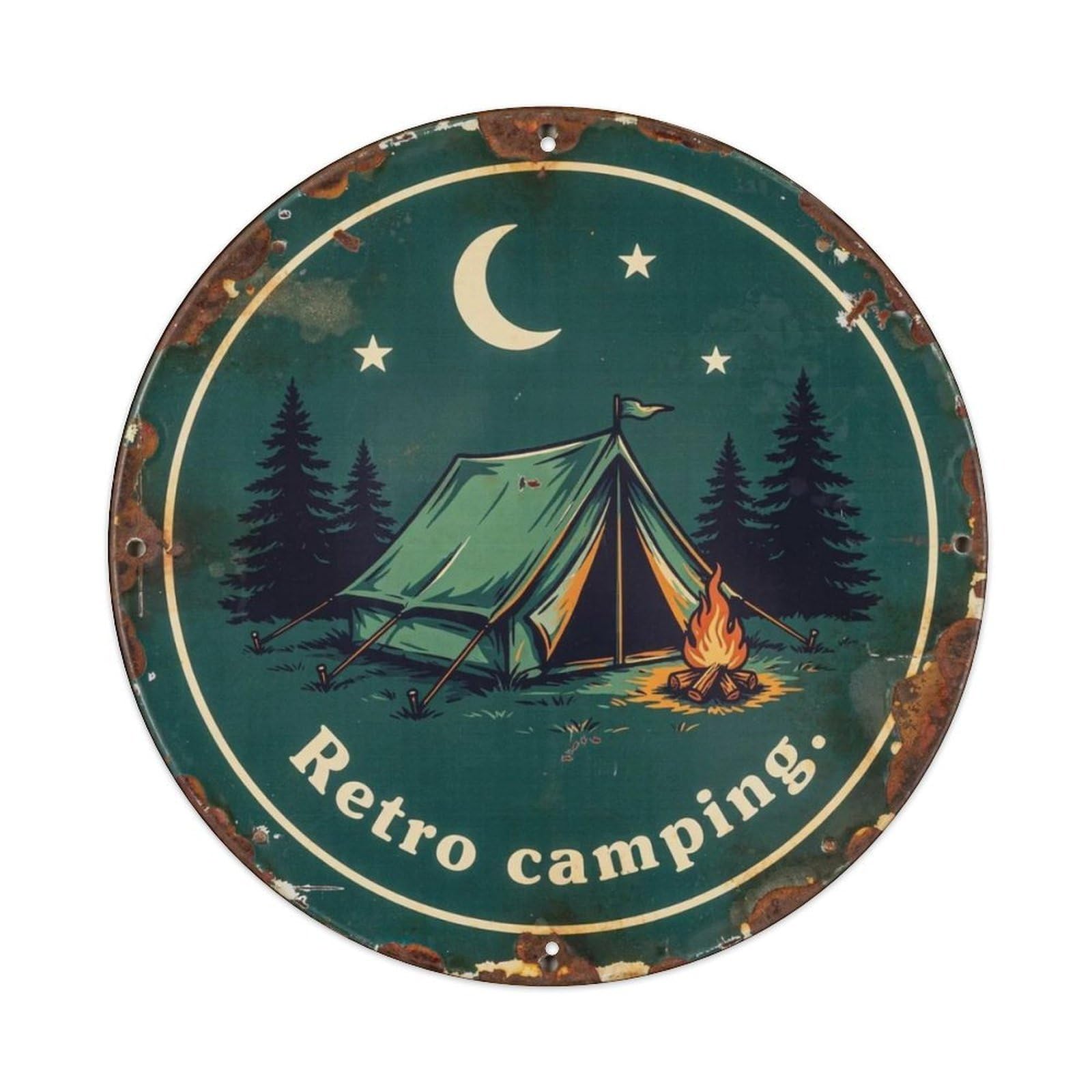 Retro Camping. Metal Tin Sign Plaque