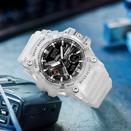 Miniatura 3 de KXAITO Reloj deportivo analógico para hombre, reloj militar para exteriores, cronómetro, digital, electrónico, grande, pantalla doble, impermeable,