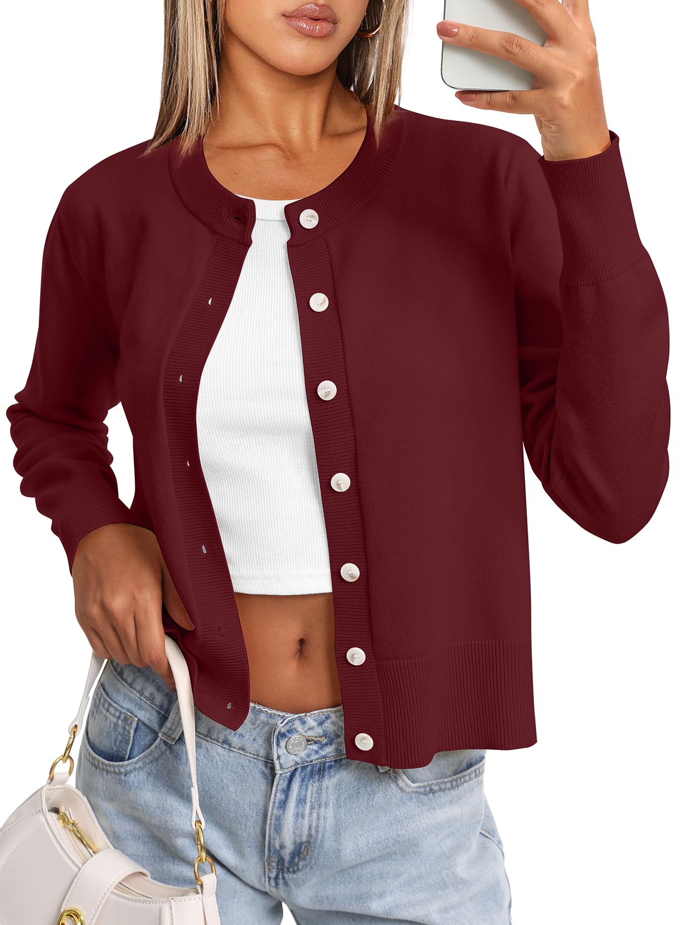 Darong Womens Cardigan Sweaters Button Down Lightweight Crew Neck Outfits Spring Fashion 2026 Clothing