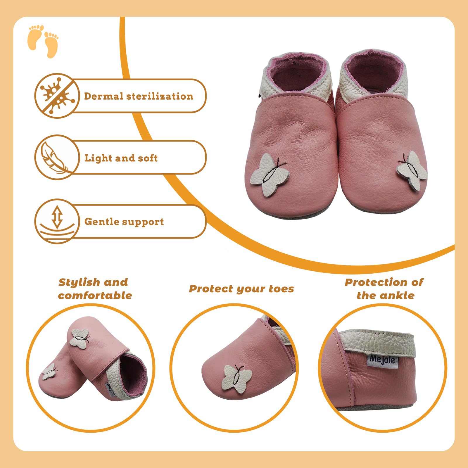 Mejale Chaussons Cuir Souple Chaussures Cuir Souple Chaussons Enfants Pantoufles Chaussures Premiers Pas Dessin animé Papillon
