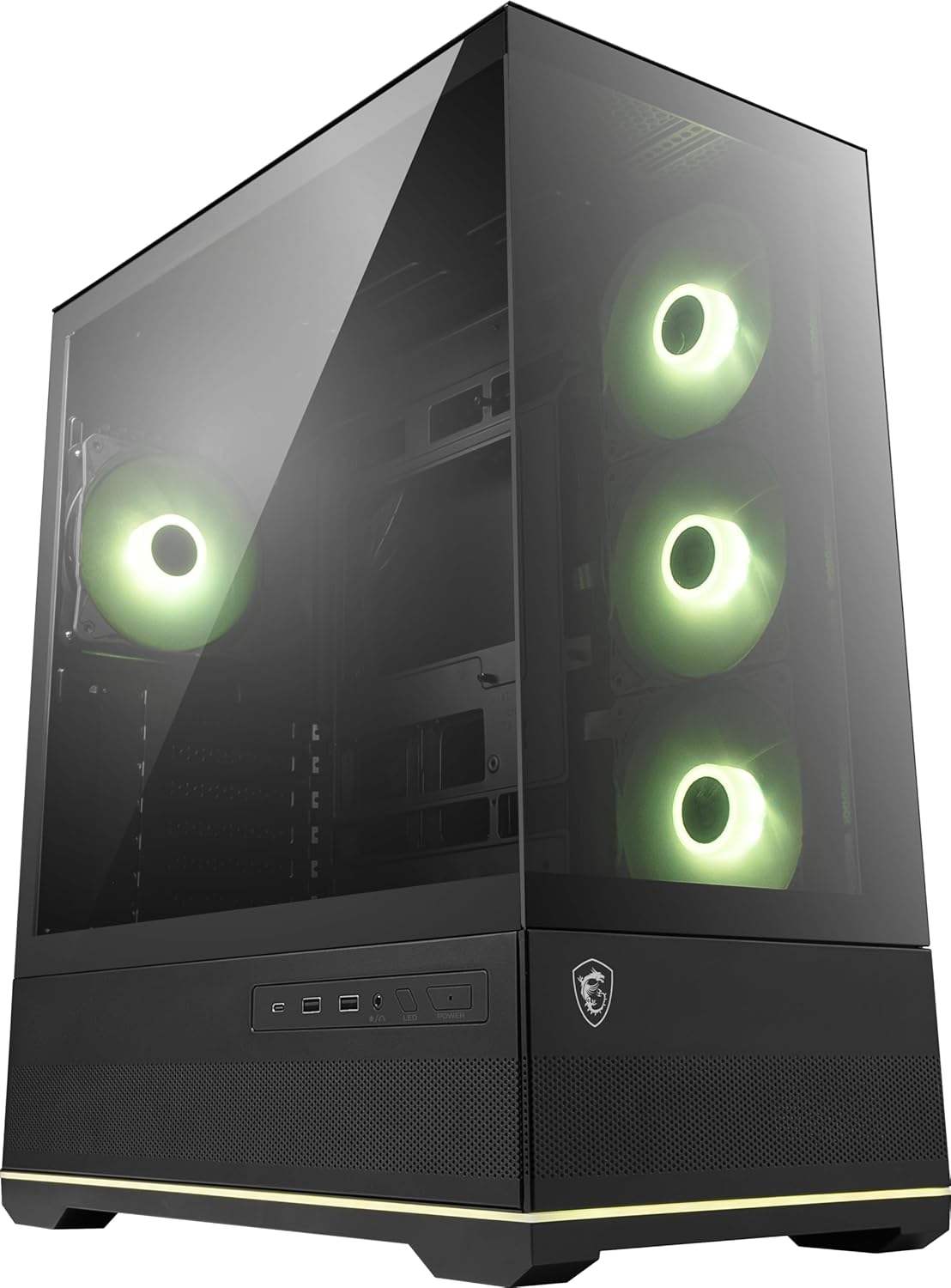 MSI MAG PANO 110R PZ - Mid-Tower Gaming PC Case - Tempered Glass Side Panel - 3 x 120mm ARGB Fans - Liquid Cooling Support up to 360mm Radiator - Mesh Panel for Optimized Airflow