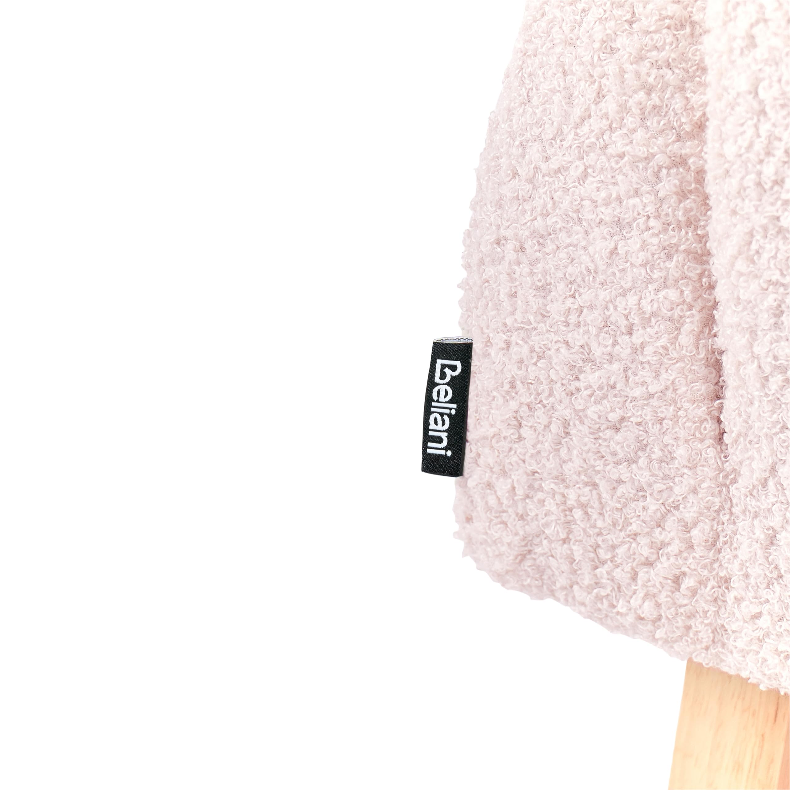 Beliani Kinder-Schaukelstuhl Bouclé pastellrosa gepolstert mit Armlehnen Teddyfell Hug