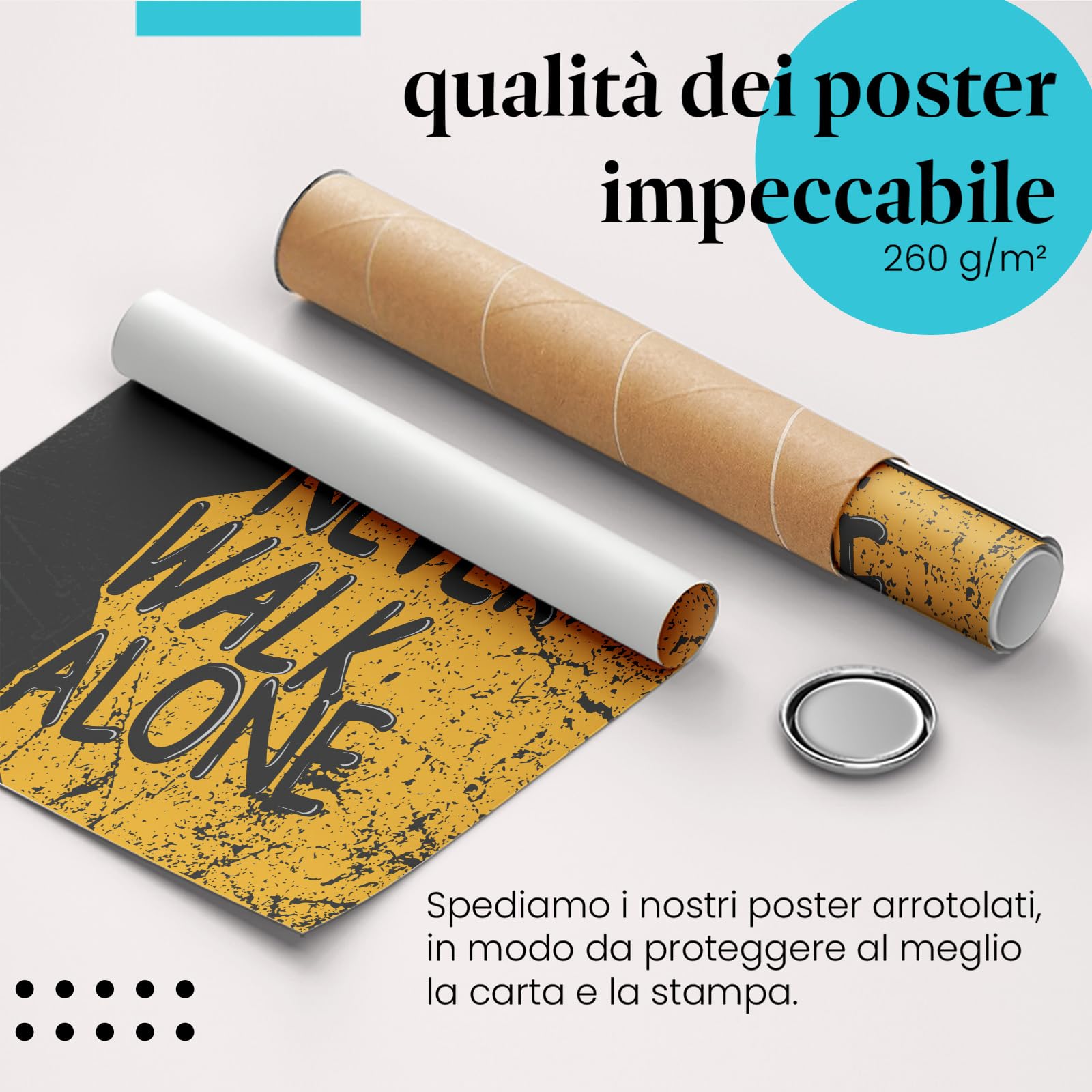Postereck - 1982 - Poster, You Will Never Walk Alone motivazionale - Stampa con Scritta, Decorazione da Parete, Quadri, Ideen Regalo - Tela - 100,0 cm x 75,0 cm